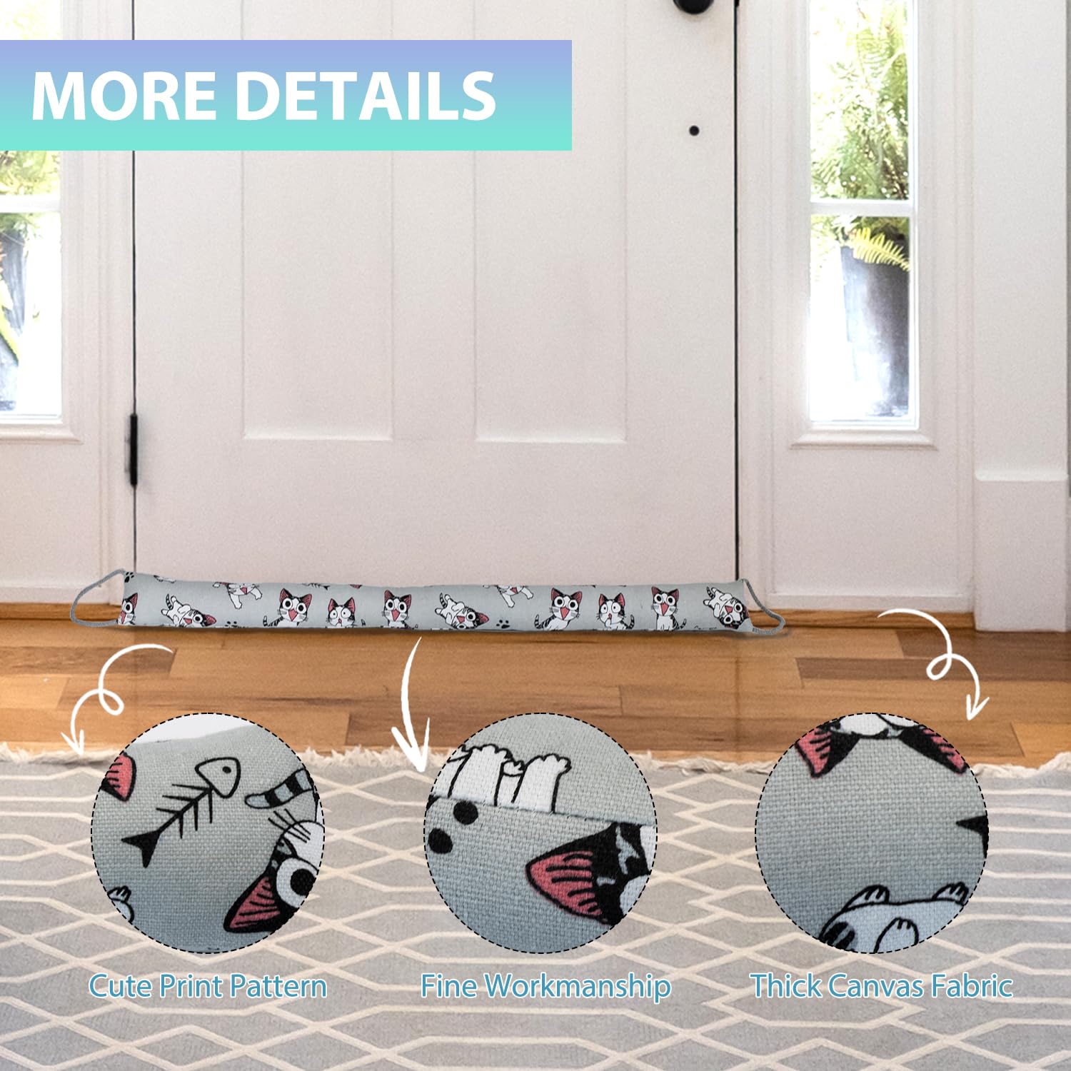 2er Pack 36 Zoll (90 cm) Türspaltstopper, Bodentürspaltblocker - Gewichteter Energiesparer, Schalldichter Lärm- und Lichtschutz, Ganzjahres-Türschutz, Cartoon-Druck, 2,2 lb
