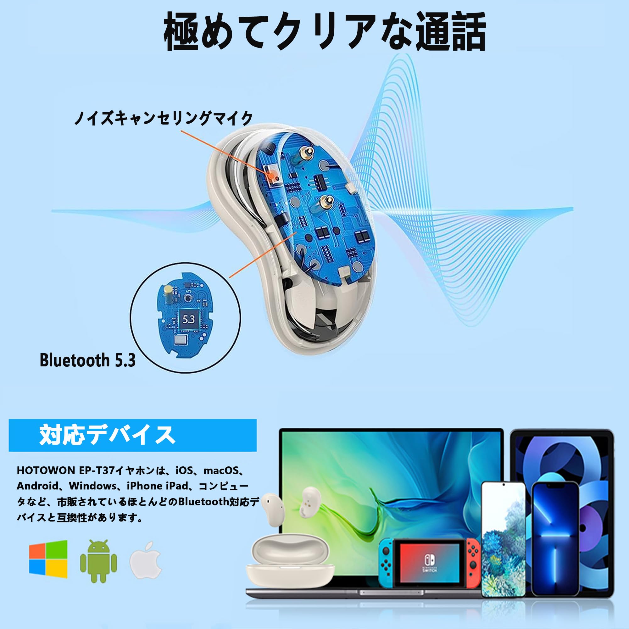 Amazon.co.jp: 【2024年金賞Bluetoothイヤホン】Bluetooth5.3