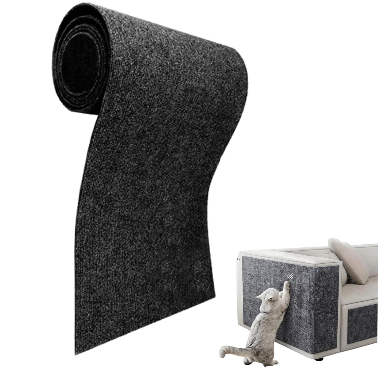 Scratching Mat For Cats Self-Adhesive Scratch Mat Cat DIY Trimmable Carpet Mat, Anti-Scratch Furniture Protectors, Wall Scratching Boards for Carpets, Sofa, Walls (Gray, 40 * 200cm)
