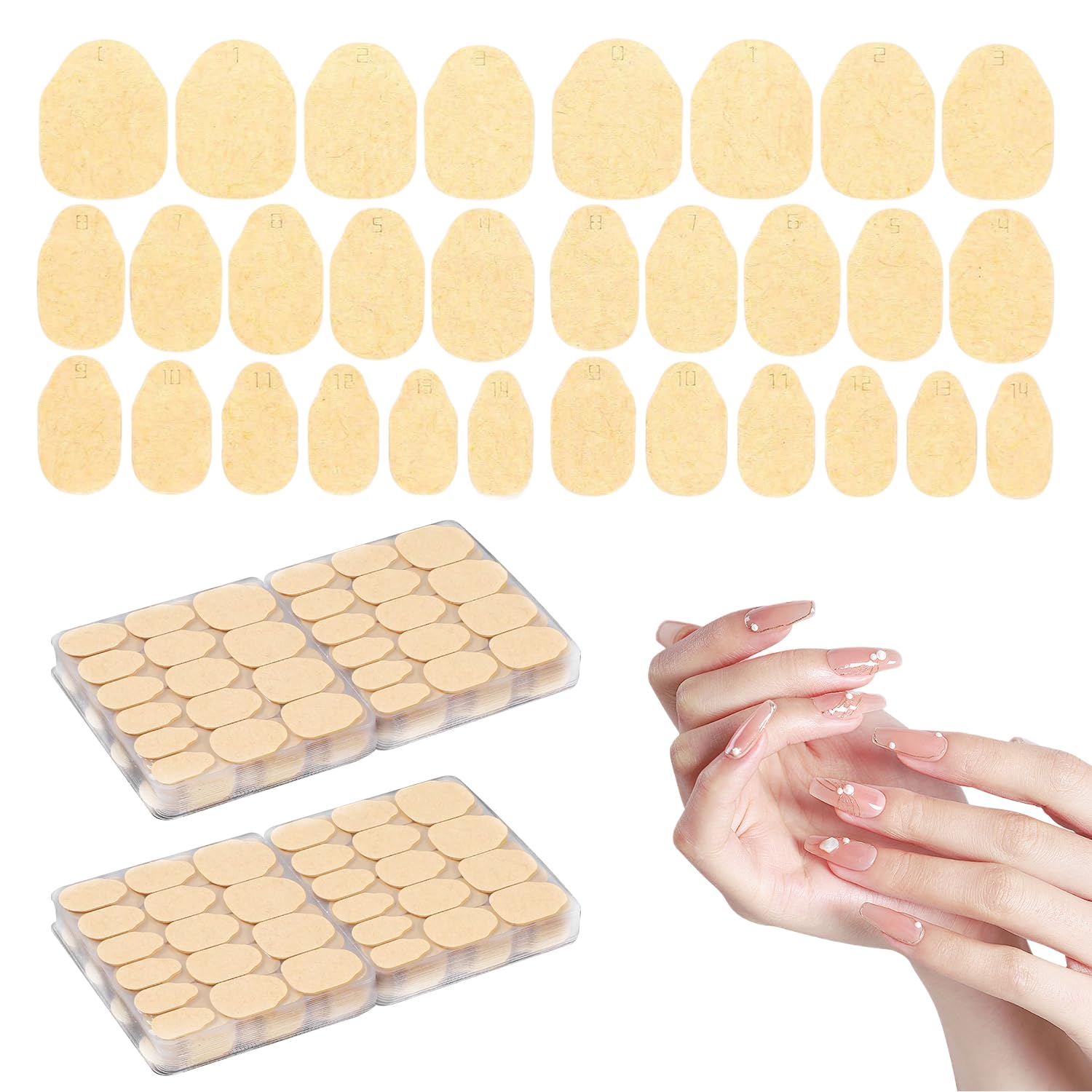 600Pcs Nail Sticky Tabs, 40 Sheets Nail Adhesive Stickers in 15 Sizes, Strong Press On Nails Sticky Tabs, Removable Transparent Nails Glue Stickers for Home DIY Jelly Sticker