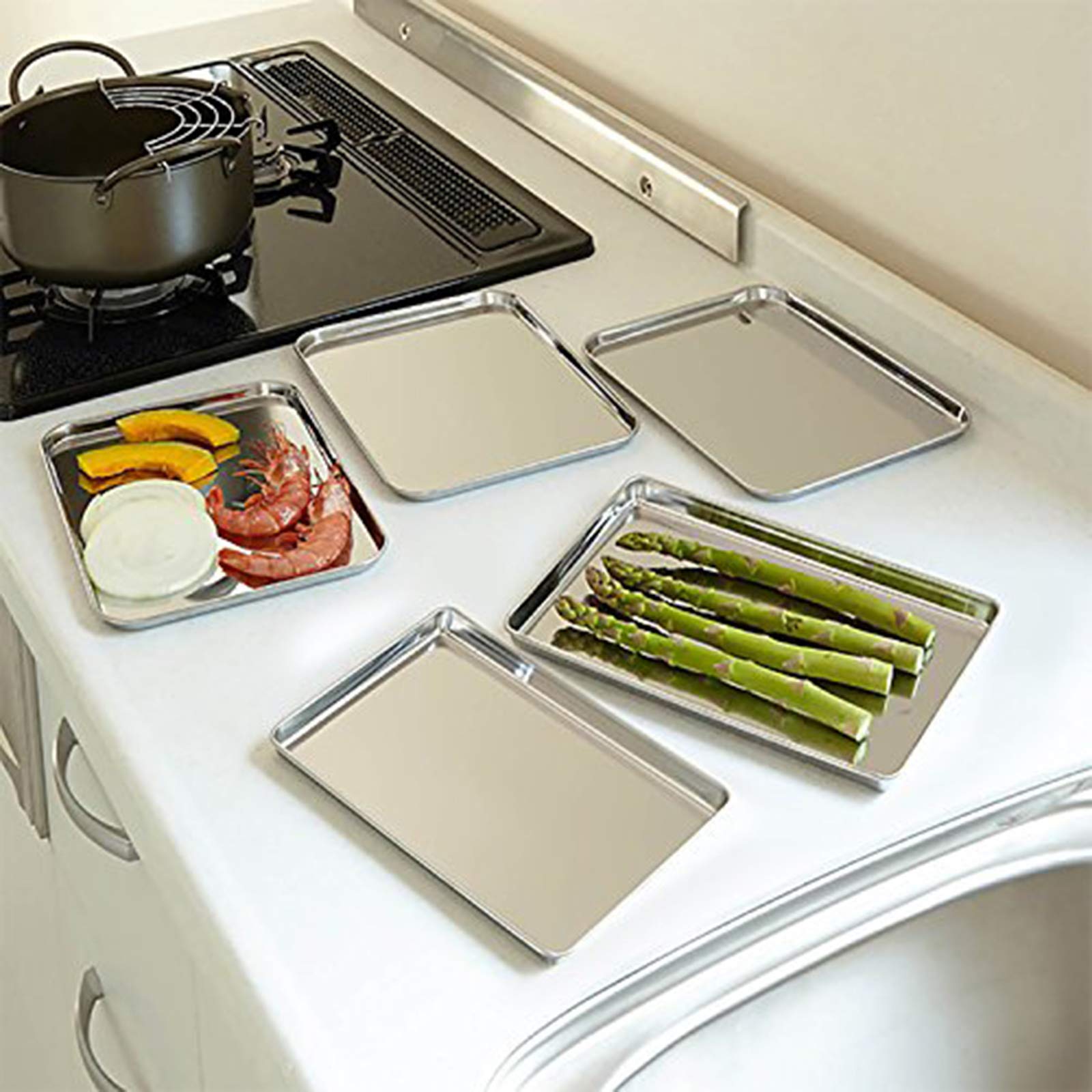 HaWare - Teglia da forno, in acciaio inox, set da 2 pezzi, 40 x 30 x 2,5 cm, rettangolare, per cuocere e servire, atossica e sana, facile da pulire e lavabile in lavastoviglie