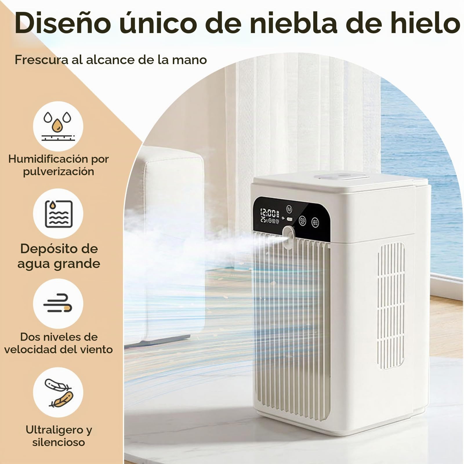Aire acondicionado portátil, 500 ml, aire acondicionado portátil con 2 velocidades y 2 modos de niebla, deshumidificador eléctrico portátil ultra silencioso, temporizador de 10 H, para dormitorio