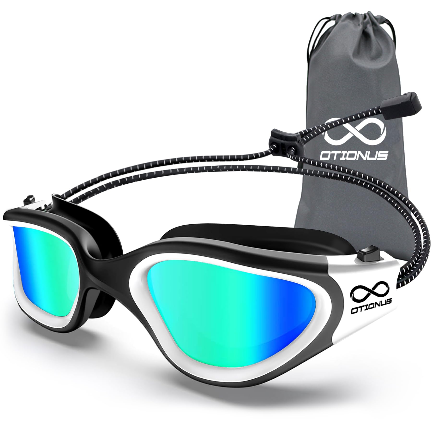 Swim Goggles, Polarized Adult Swimming Goggles Bungee Strap No Hair Pulling Anti-fog Pool Goggles for Men Women