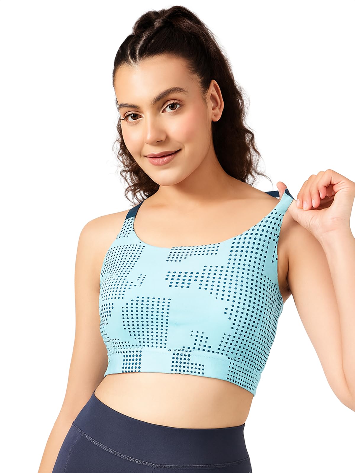 Women's Polyester Impact Padded Printed Sports Bra With Removable Cups