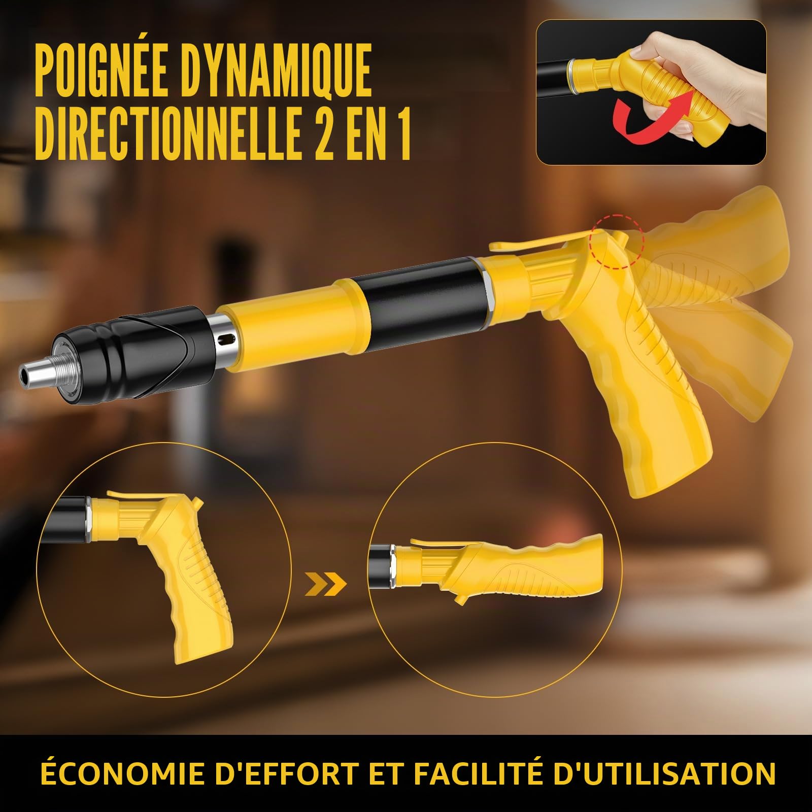 Cloueur Beton, Pistolet à Clous Manuel avec 5 Niveaux et Barre d'Extension pour Fixation au Plafond, Pistolet Cloueur en Acier pour Bricolage et Professionnels
