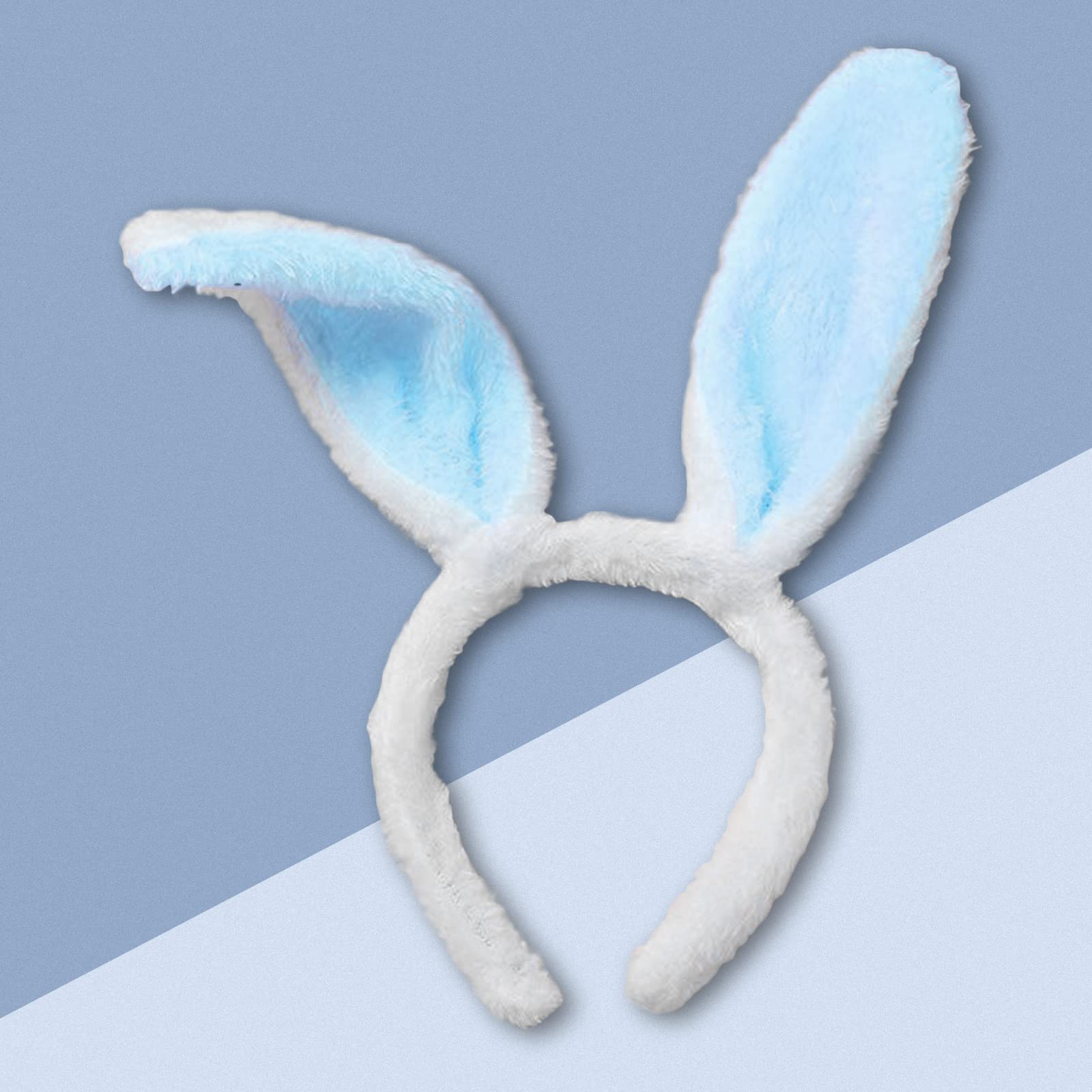 Heyiminy Easter Bunny Ears Headband, Plush and Comfortable Rabbit Ears Hairband,Cute Easter Costume Headband for Adults, Easter and Halloween Cosplay Party Favor Accessories (Blue)