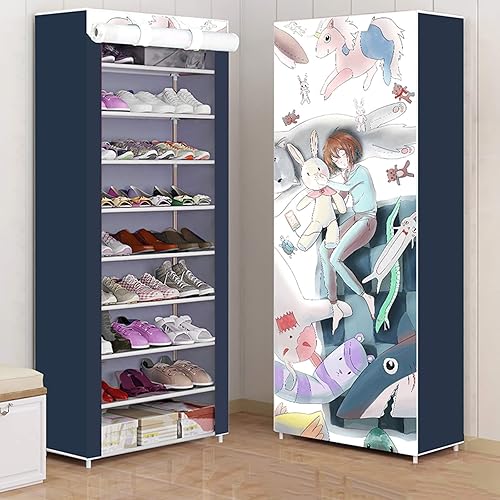 Miniatura 2 de ZEELYDE Zapatero cubierta de tela metálica de 10 niveles a prueba de polvo 27 pares de zapatos dormitorio sala de estar puerta 106 x 118 x 630in