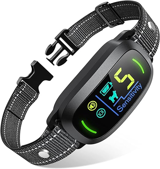 Dog Bark Collar for Large Medium Small Dogs, Rechargeable Smart Bark Collar, Anti Barking Training Collar with 5 Adjustable Sensitivity Beep Vibration (Black)