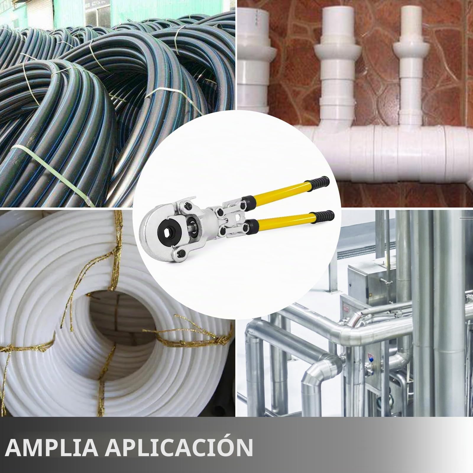 VEVOR Alicates Prensadores de Tuberías 12-32 mm, Multicapa V12, V15, V22, V28, TH16, TH20, TH26 y TH32 mm, Alicates para Tubos con Cabezal Giratorio de 360°, Alicate Profesional para Tubería