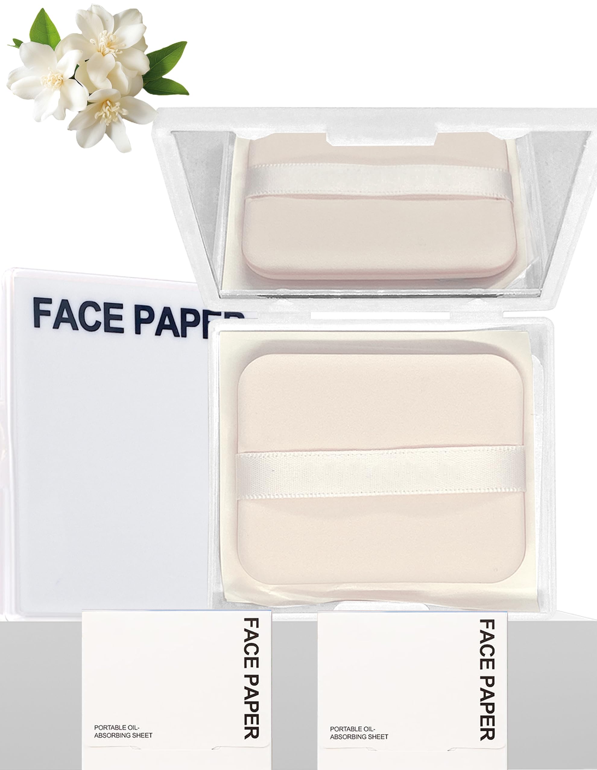Papel secante de aceite, 300 hojas con espejo, soplo y recambios, absorbe el exceso de aceite facial, controla el brillo, suave para uso de maquillaje, sabor #Gardenia