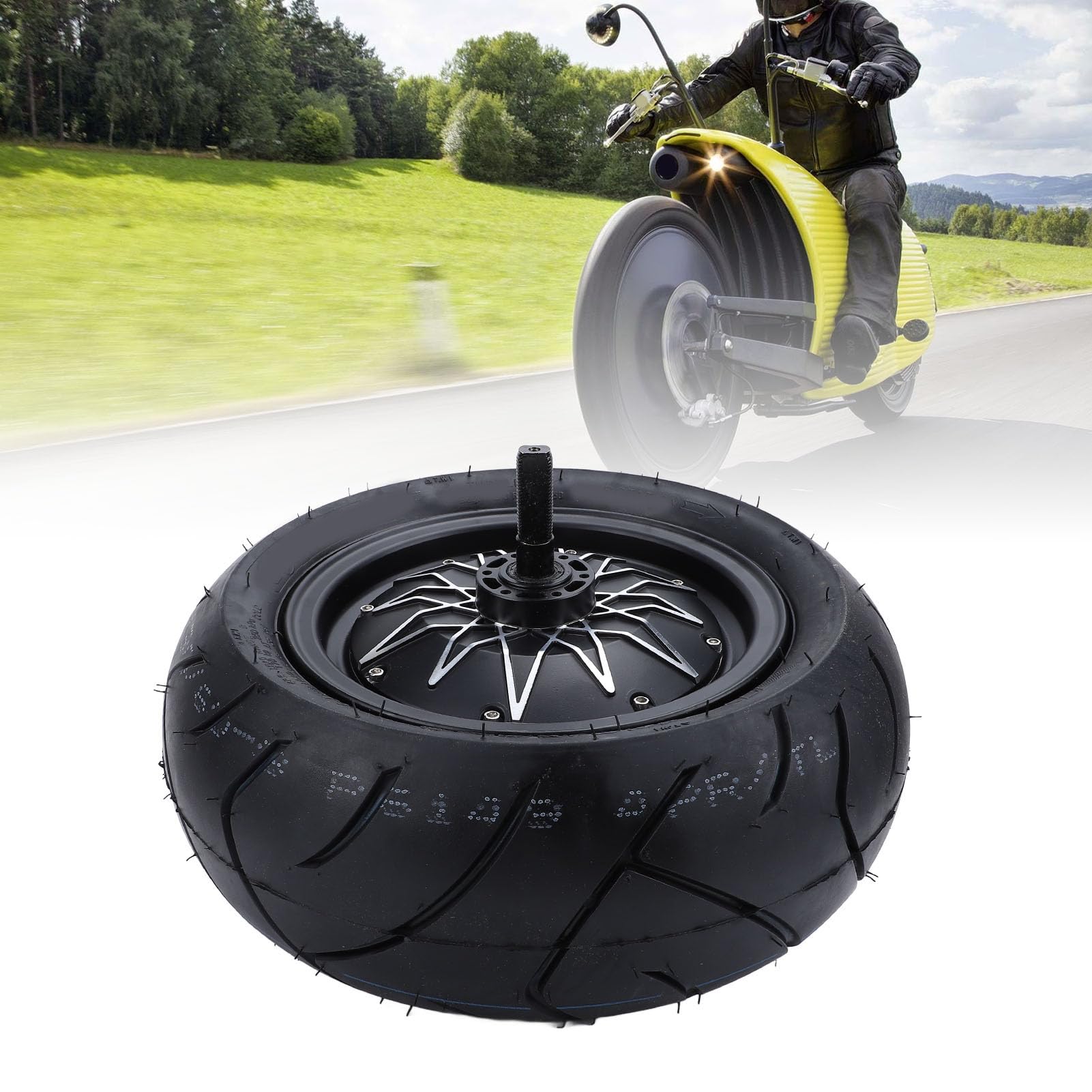CHICIRIS Motore del della Ruota da 14 Pollici, Motore del della Bici Elettrica in Lega di Alluminio da 8000 W a 10000 W Freno a Disco Dual Hall IPX6 a Basso Rumore con Pneumatico a Vuoto per