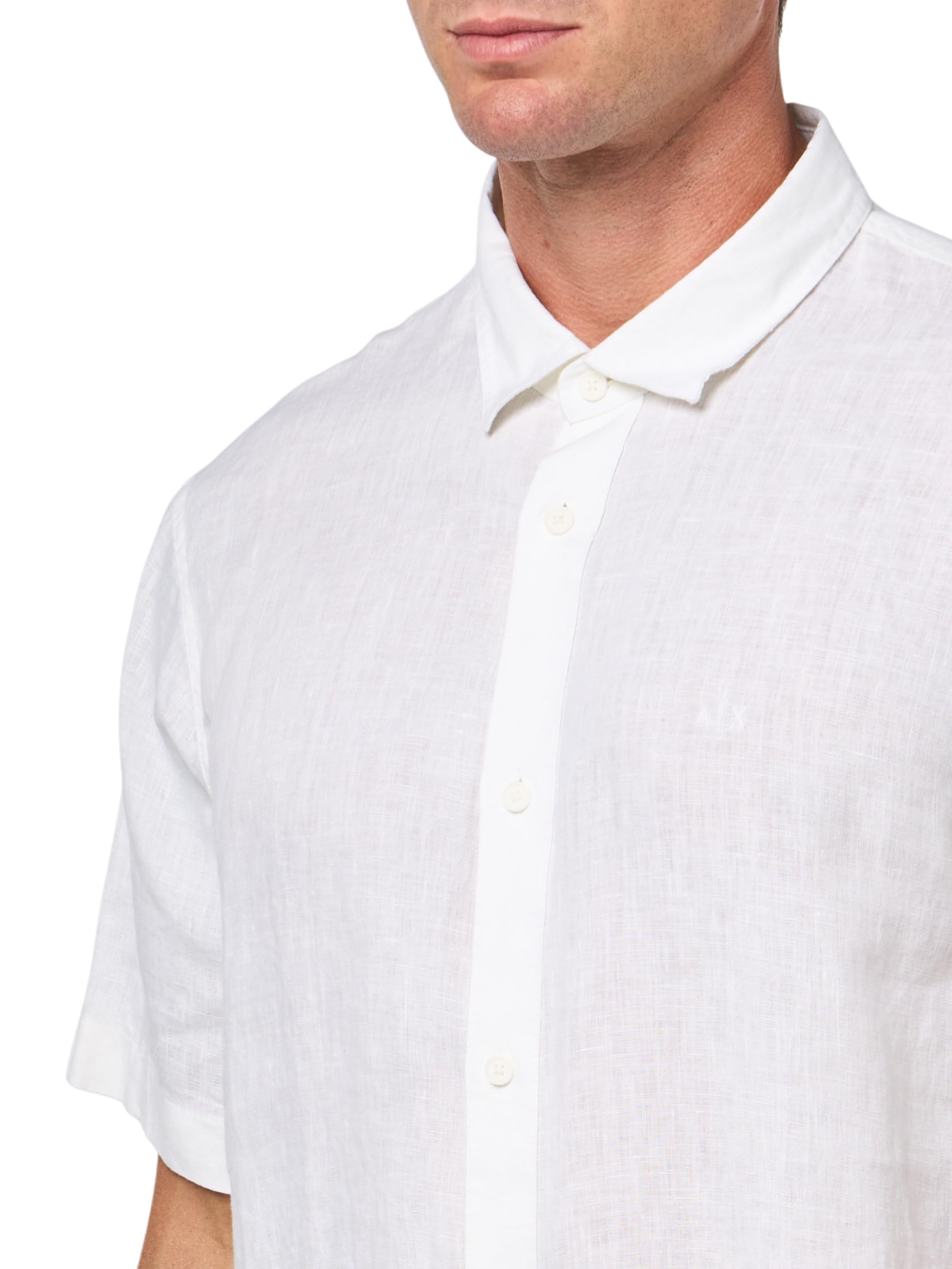 Armani Exchange Short Sleeve Regular Fit Linen Shirt Camisa para Hombre