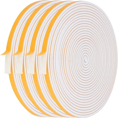 Burlete de espuma con 4 rollos, 14 pulgadas de ancho x 18 pulgadas de grosor, total de 52 pies de largo, aislamiento adhesivo de espuma para