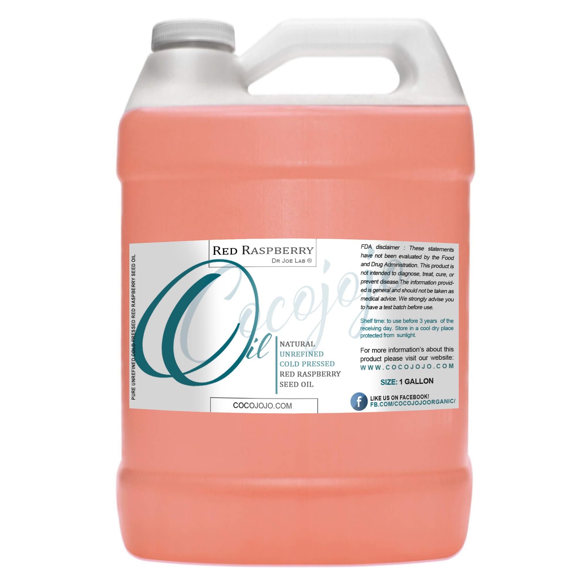 Red Raspberry Seed Oil 128 oz Pure Natural Cold Pressed Unrefined Extra Virgin 1 Gallon - for Hair Skin Body Nail and Beard - Moisturizes, Soothes, Hydrates, & Nourishes