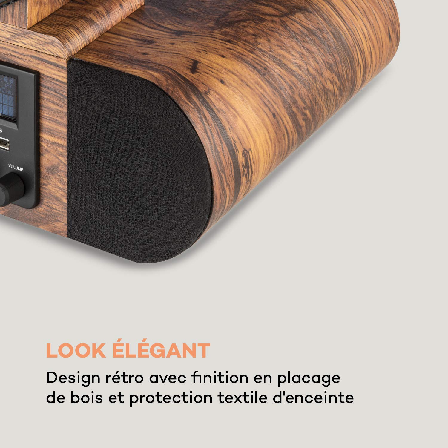 AUNA Verticalo Se - Platine Vinyle, Tourne Disque, 33/45/78 t/Min, Haut-parleurs stéréo, Port USB Compatible MP3, Bluetooth, Entrée AUX, Tuner Dab+, Tuner FM - Bois
