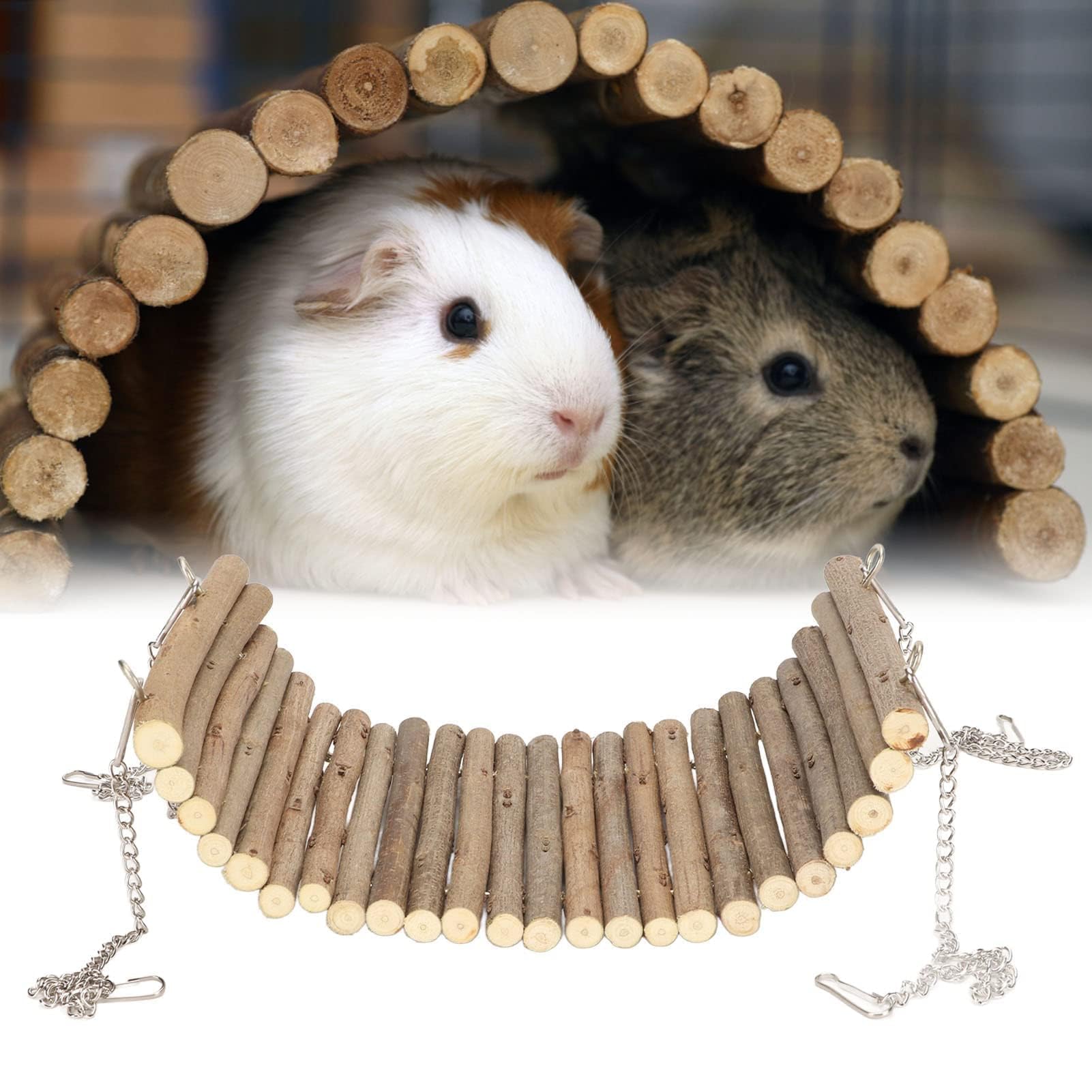 Altalena in Legno per Piccoli Animali, 20x30 cm, Amaca Sospesa per Criceti, Cincillà, Scoiattoli, Conigli e Uccelli