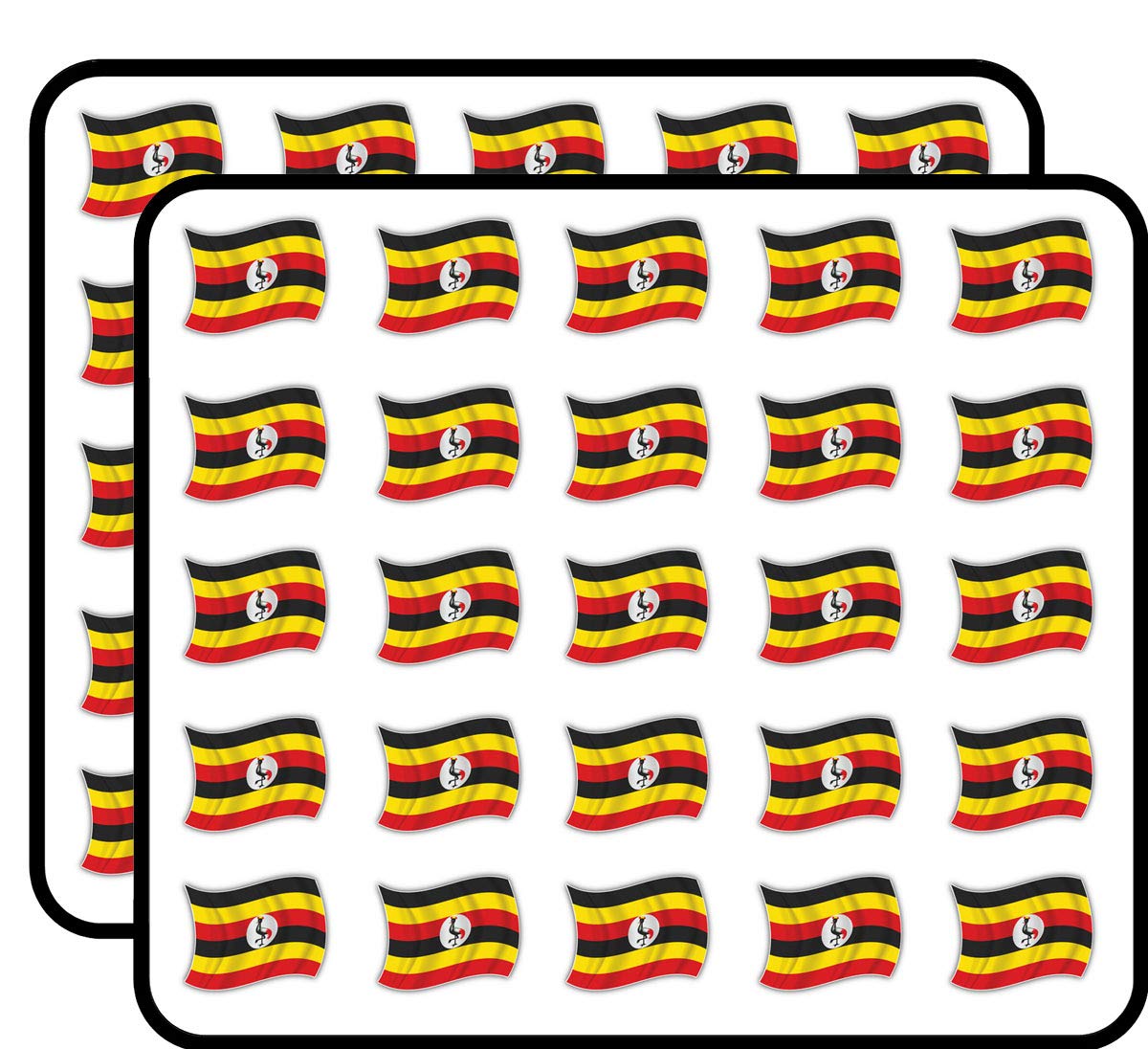 Uganda Flag Waving Decorative Scrapbooking Sticker Waterproof Vinyl Stickers for Water Bottle, Laptop & Phone Case – 50 Pack