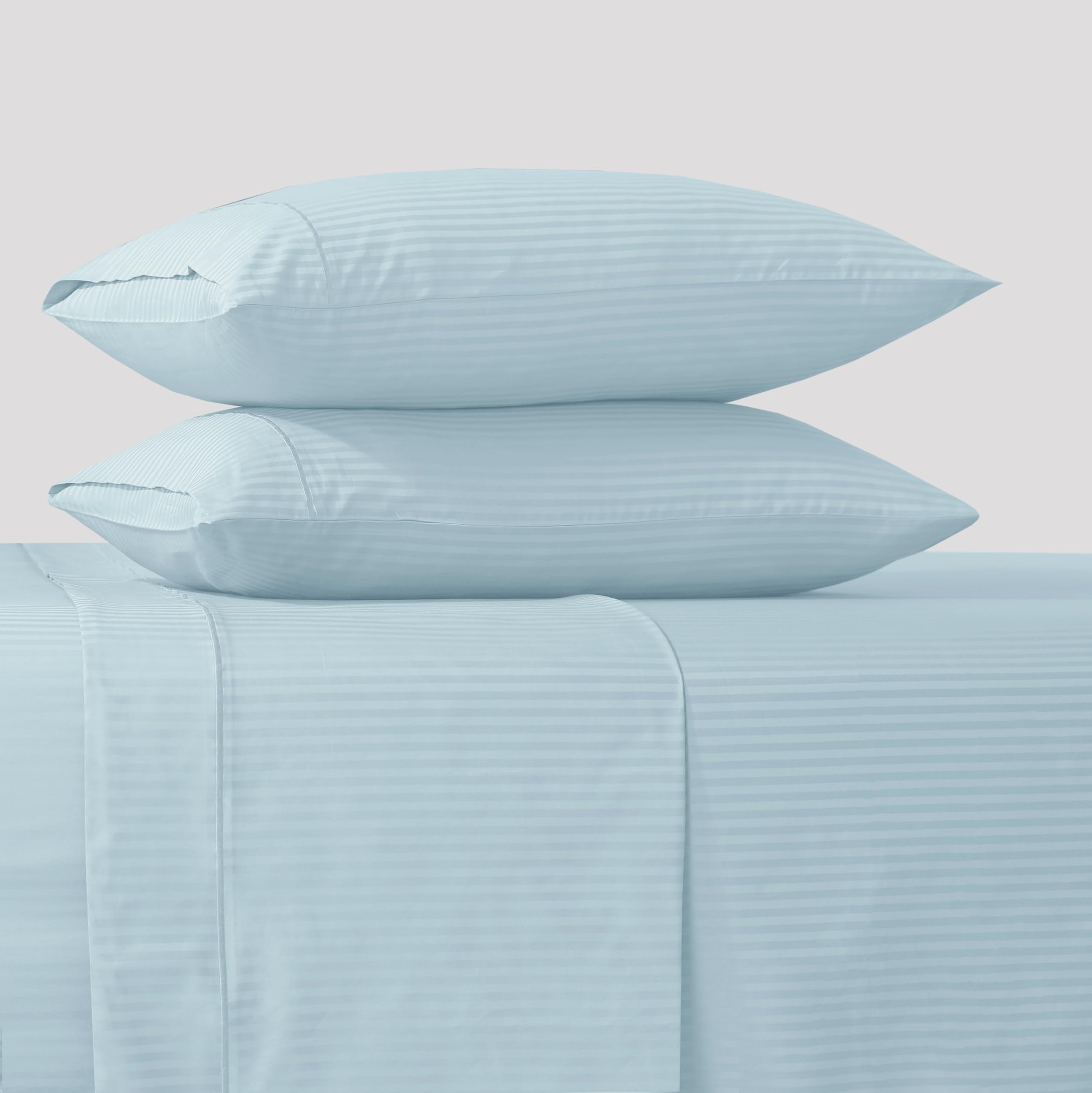 Feather & Stitch Twin Size Damask Stripe Sheet Set, 3 Piece Set, Ultra Soft 100% Cotton Sheets - Image 2