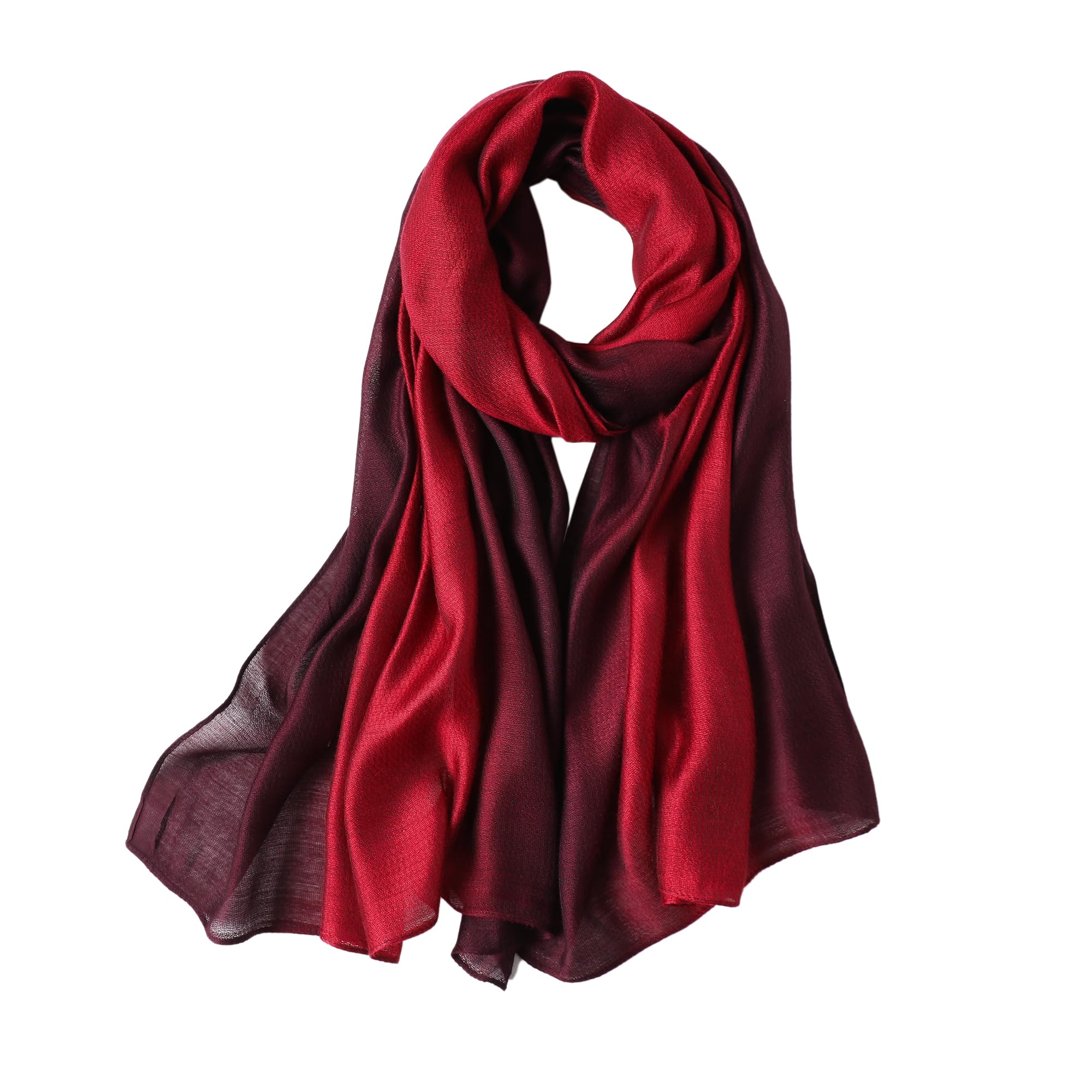 WINCESS.YU Damenschal mit Farbverlauf, gestreift, lang, leicht, einfarbig, Kaschmir, für Frühling, Sommer und Herbst, Rot/Ausflug, einfarbig (Getaway Solids), Einheitsgröße