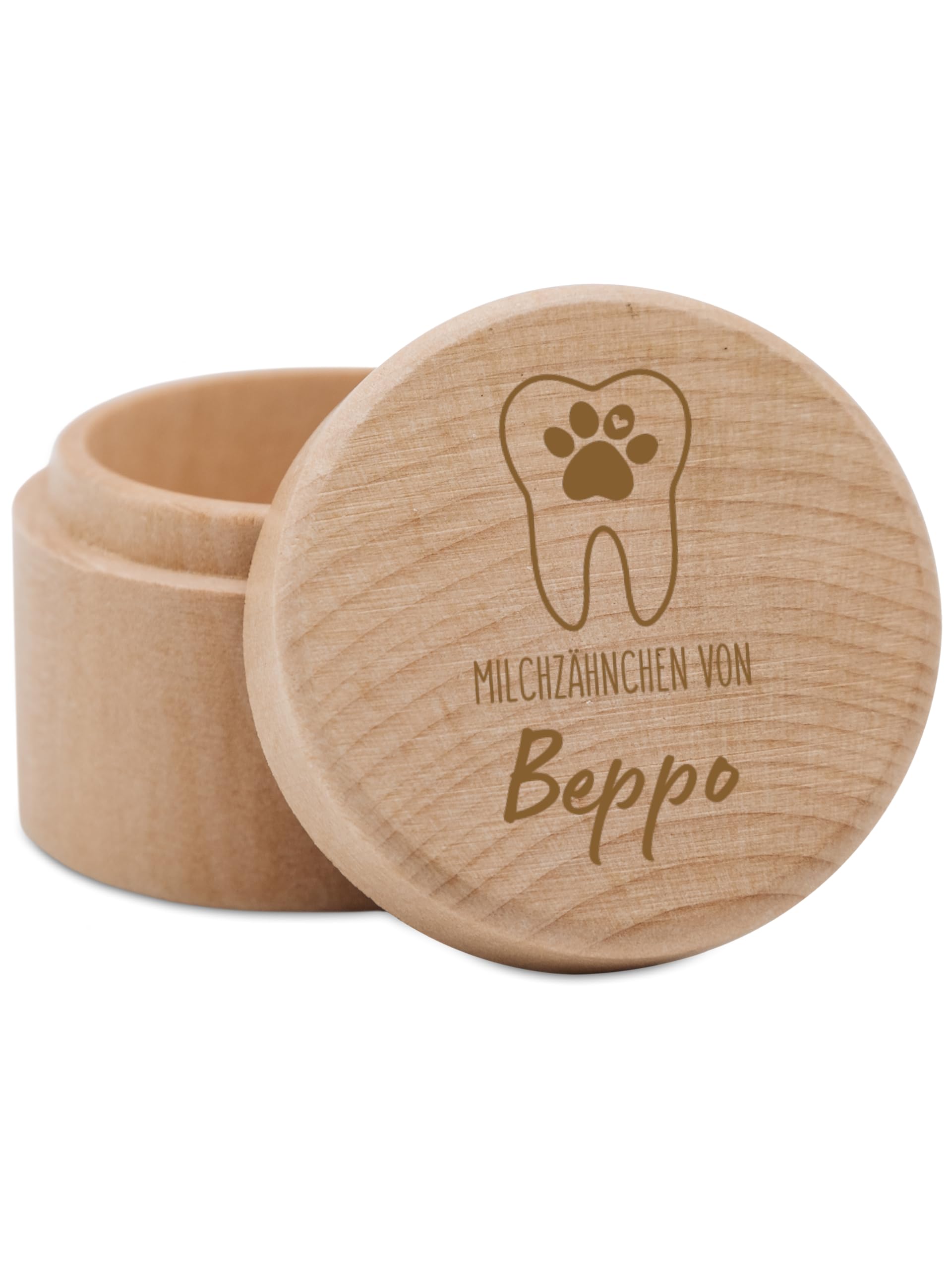 Bärenfreunde - Milchzahndose Hund personalisiert aus Holz mit hochwertiger Gravur - Zahndose Hund - Geschenke für Hunde und Hundezubehör (Zahndose für)