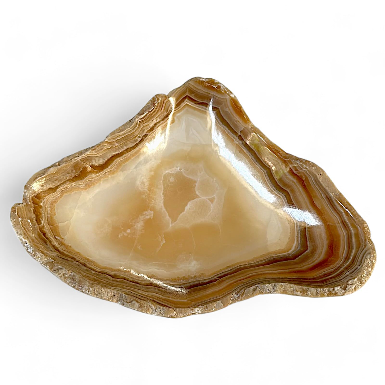 Centrotavola in Onice Scultura Naturale Ciotola Vassoio Decorativo Home Decor Italian Design L 27cm