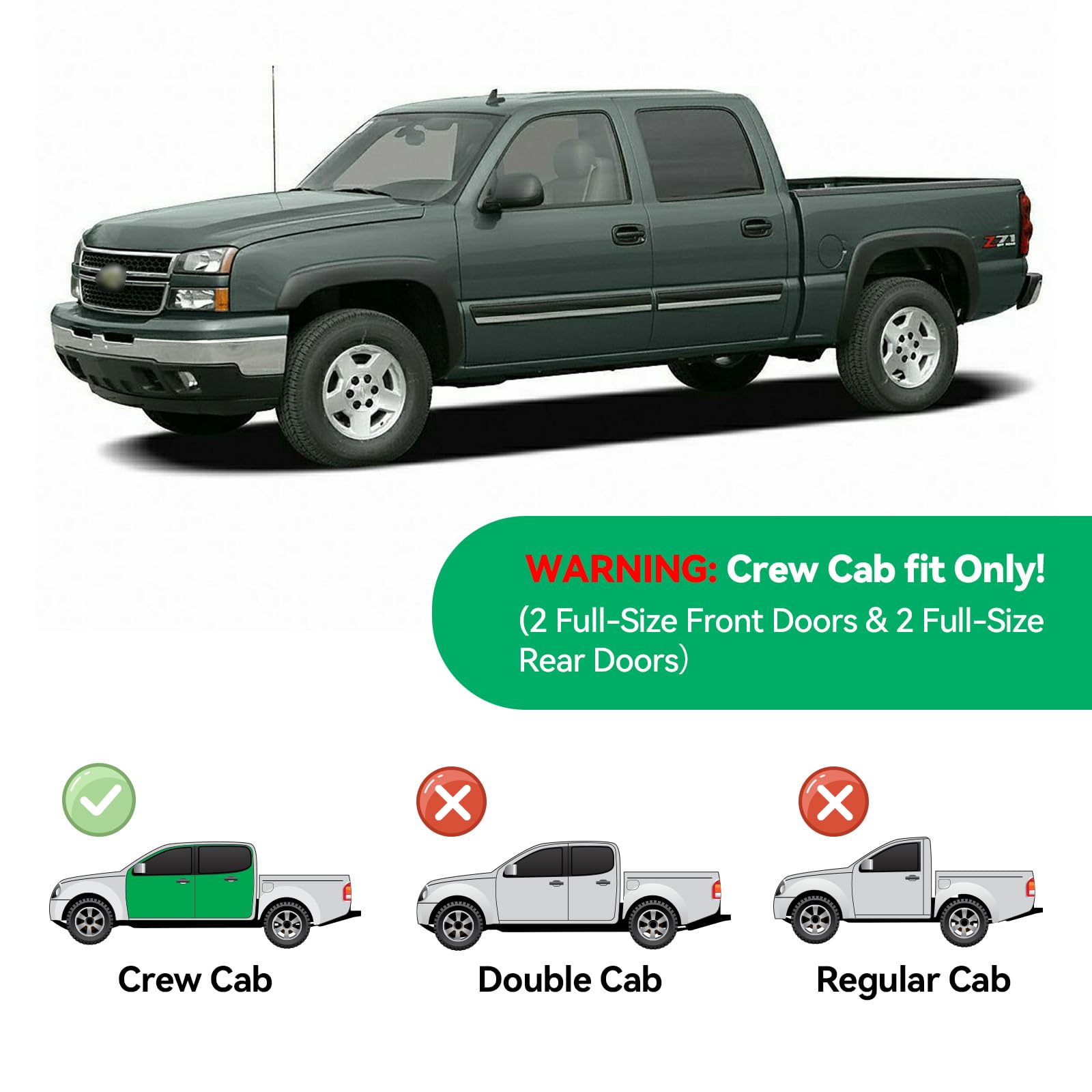 in-Channel Rain Guards for 2001-2007 Chevy Silverado & GMC Sierra 1500/2500/ 3500 Crew Cab, Window Visors Vent Deflector Shade Smoke for 02-06 Chevy Suburban/GMC Yukon XL/Escalade EXT/Avalanche — view 2
