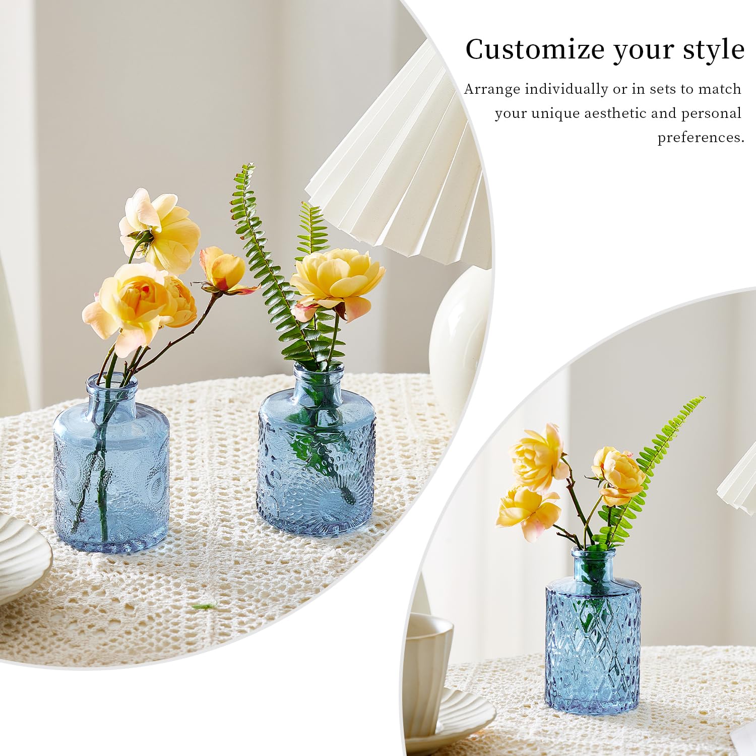 Vaso in vetro riciclato blu 16x16x18 cm Origami | Maisons du Monde