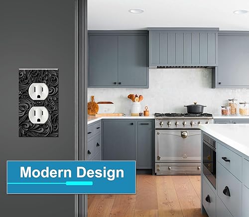 Vista 24 de Art Plates - Placa decorativa de pared de metal con palanca de 1 banda - Cubierta de placa de interruptor de luz negra de una pandilla - Imagen