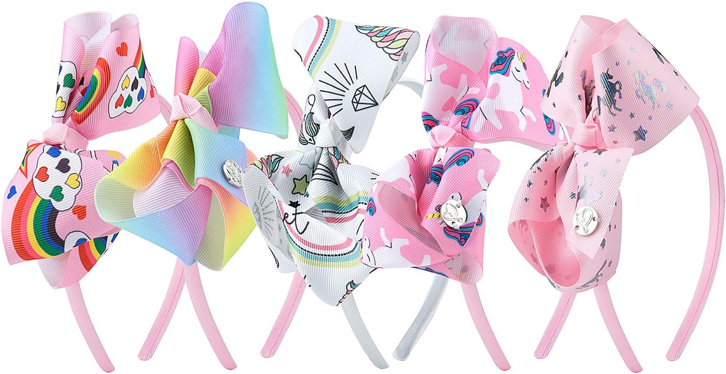 MOOKLIN ROAM 5 piezas Diademas Unicornio Diadema de Nudo Bandas de Cabello Linda Accesorios fiesta de cumpleaños suministros favores decoracione para Niñas (Colores Variados)