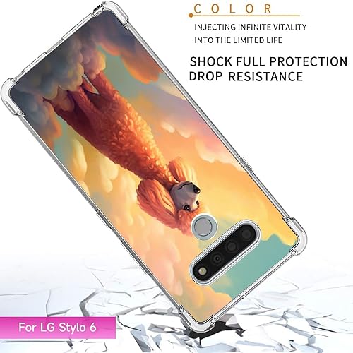 Miniatura 6 de DAFEI Funda transparente para LG Stylo 6 con diseño de perro caniche aa10, bolsa de aire transparente de cuatro esquinas, reforzada contra arañazos