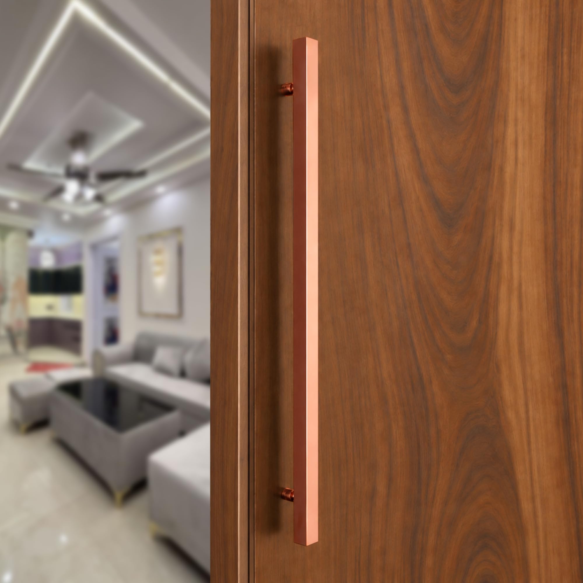 LAPO Superior 36 Inch Door Pull Handle for Home, Office & Hotel Entrance | Stainless Steel Rosegold Bar with 76cm Hole Gap | Fits 30–100mm Wooden & Glass Door| Screws Included | 3Yrs Warranty| 1Piece