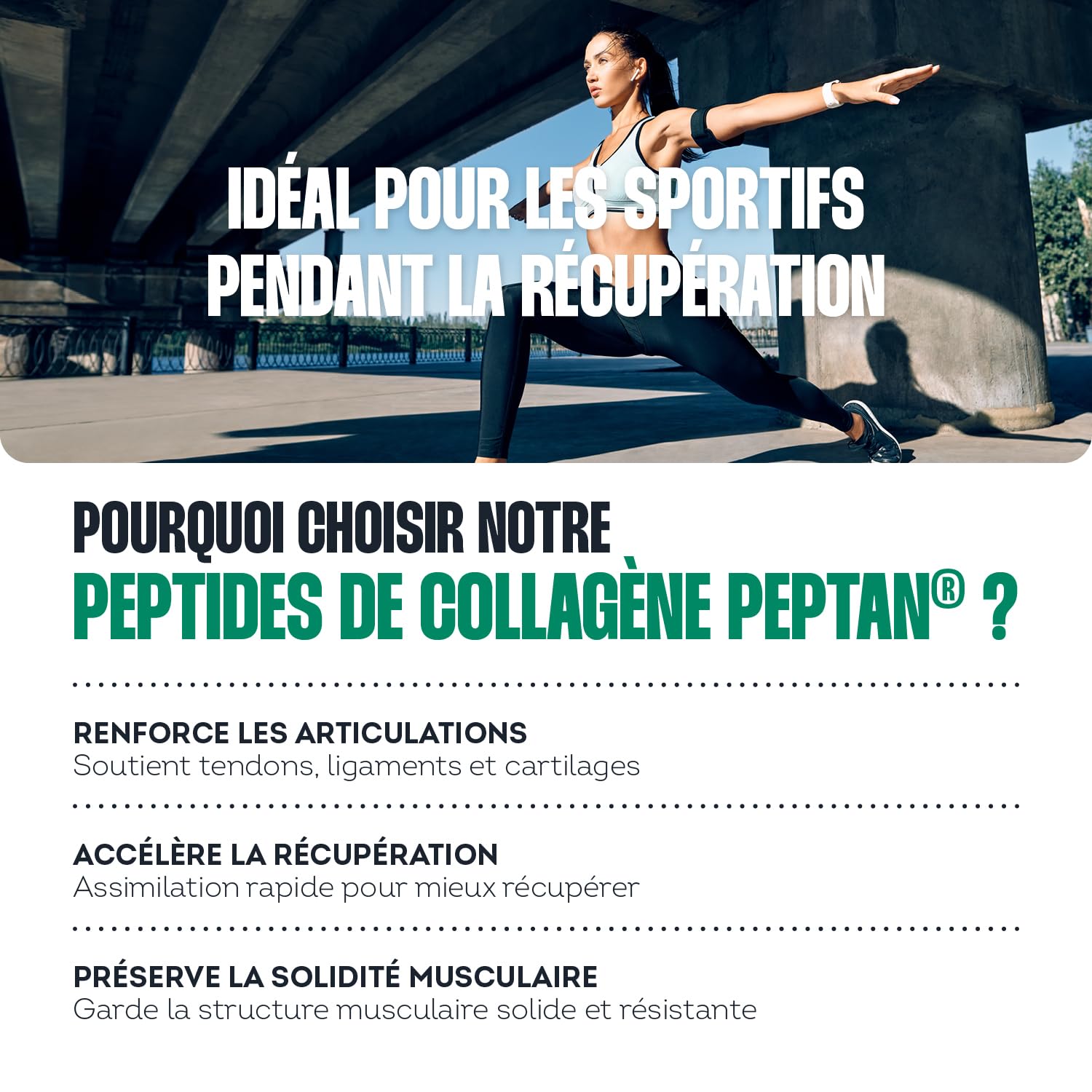 Impulse Nutrition - Peptides de Collagène Peptan 300g - Complément alimentaire sport avec Collagène Bovin - Articulations, Récupération, Peau & Tonicité - Goût Neutre - Fabriqué en France
