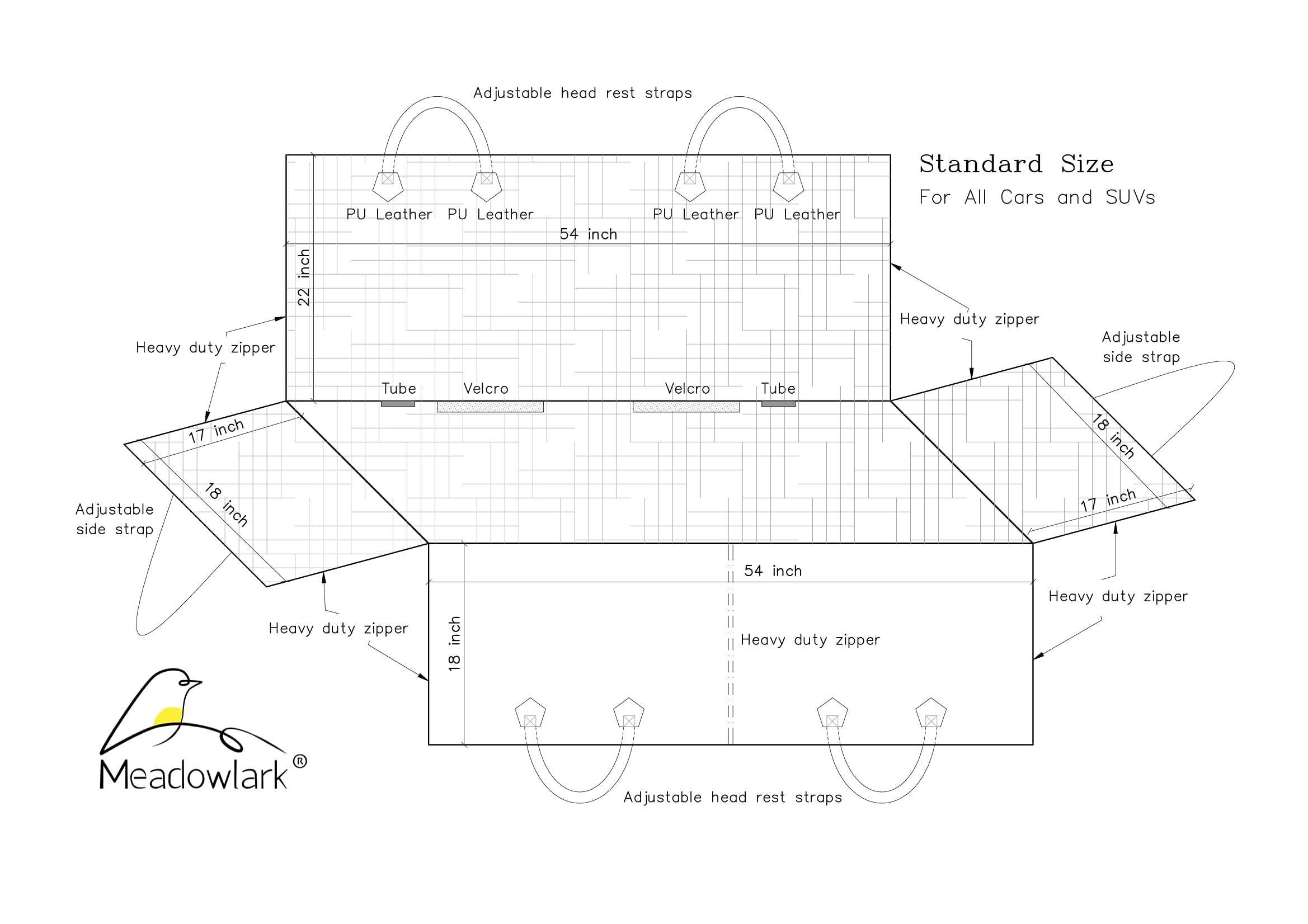 Meadowlark Premium Hammock Dog Car Seat Cover Back Seat, Dog Cover Car