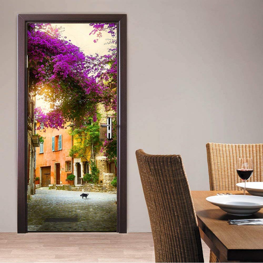 Wallflexi Adesivi da Parete Molla Happy Albero Casa Murali Decalcomania Arte Soggiorno Asilo Nido Scuola Ristorante Caffè Ufficio Decorazione Casa, PVC, Variopinto Colorato, 90 x 60 x 0.03 CM
