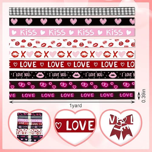 Miniatura 2 de ALIBBON 9 rollos de cinta roja de 27 yardas de 38 pulgadas para el día de San Valentín cinta decorativa de satén de grogrén para boda día de San