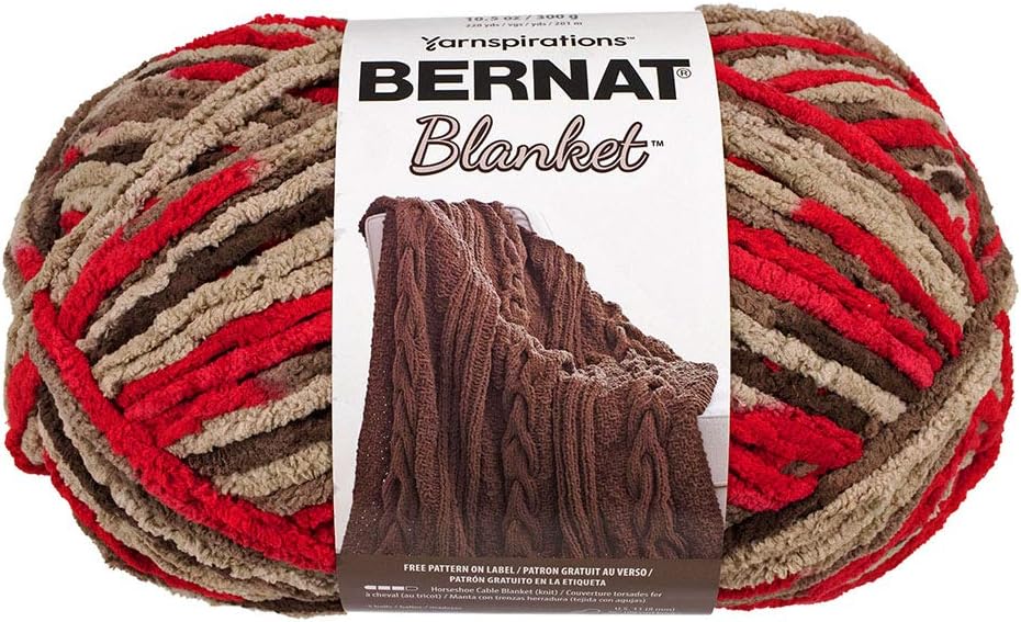 Bernat Blanket Yarn – Super Bulky, Polyester Crafting Yarn – 220 Yard Skein – for Knitting, Crochet, Macramé, and Crafting Purposes (Raspberry T)