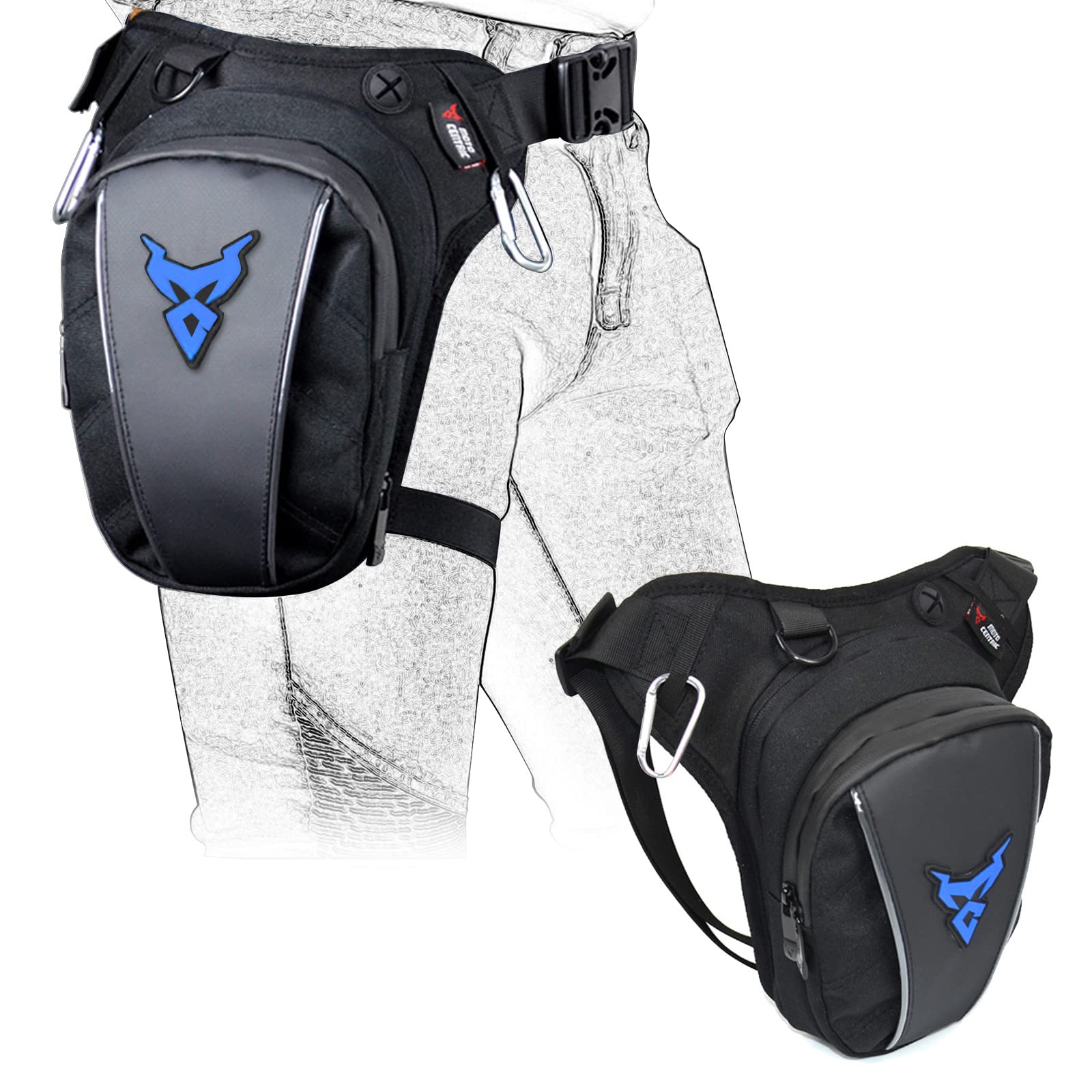 Bolsa de cintura para motocicleta para hombre, riñonera Oxford de gran capacidad para motocicleta, bolsa multifuncional con múltiples bolsillos para senderismo y escalada, Azul
