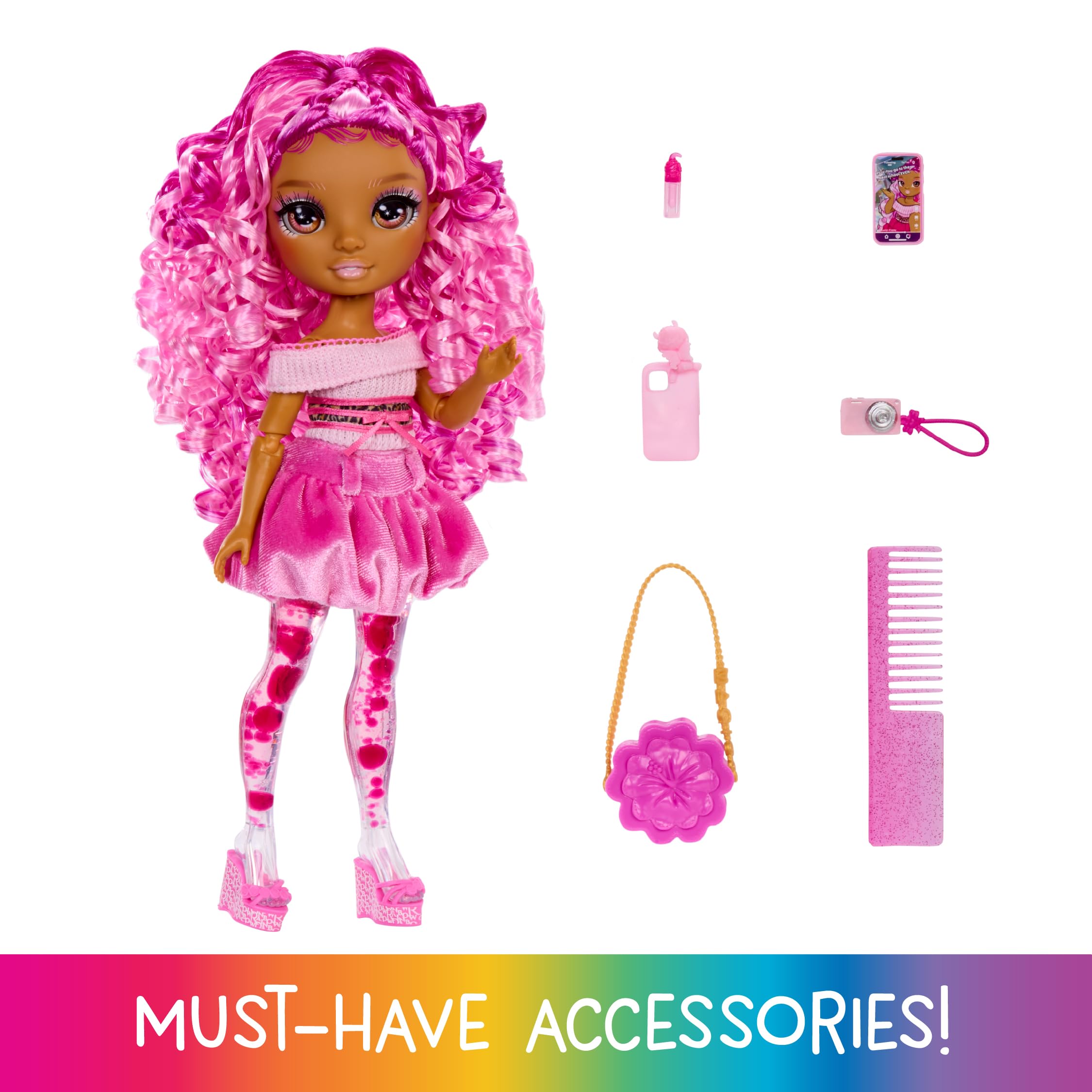 Rainbow High Sparkle & Shine Doll, Leilani, 28cm Fashion Doll with Pink Hair and Magic Bubbles in Legs, Colour, Style, Play - Image 2