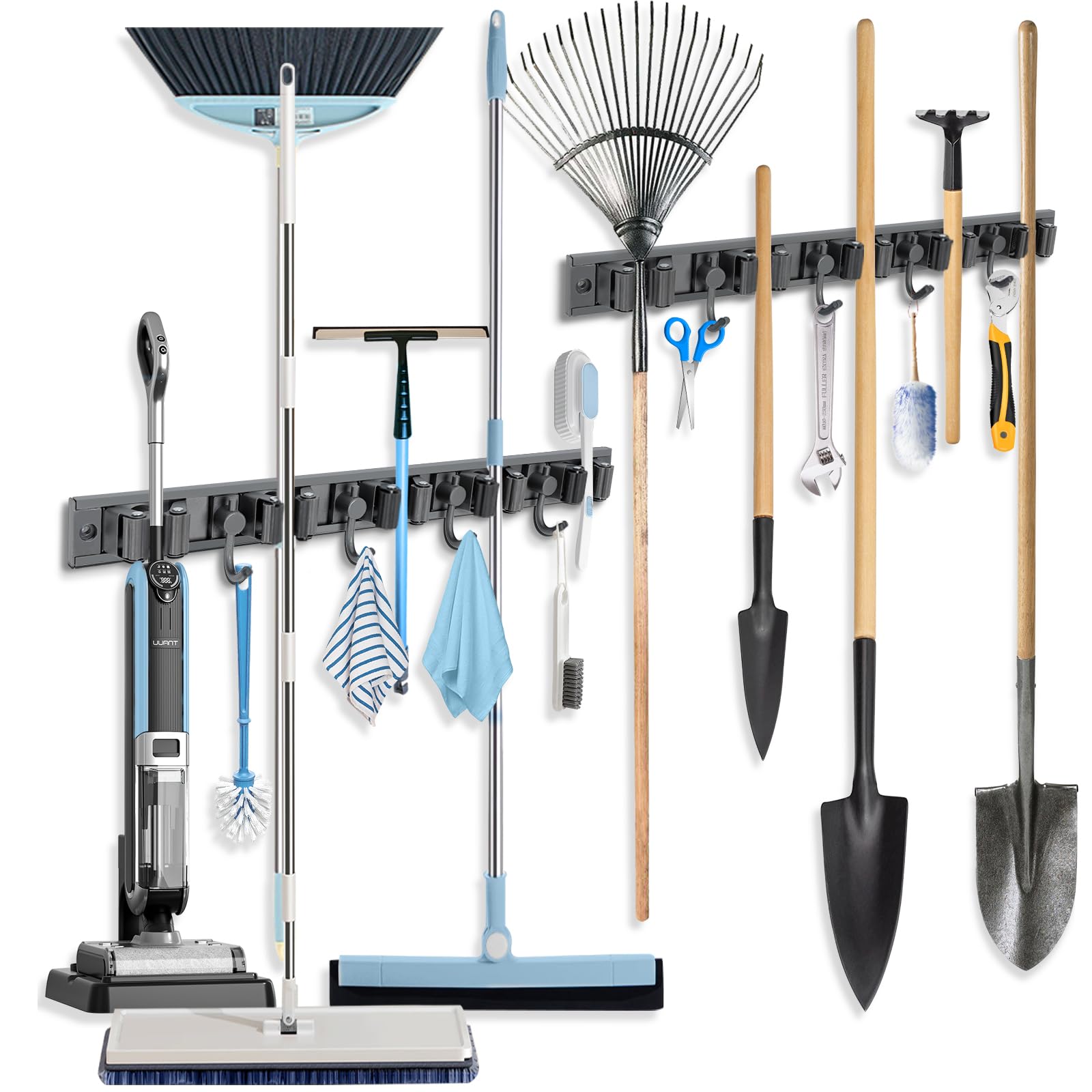 Portascopa Da Muro SHYOSUCCE - Acciaio Inox, 4 Posti E 5 Ganci, Per Cucina, Bagno, Garage - Foto 9