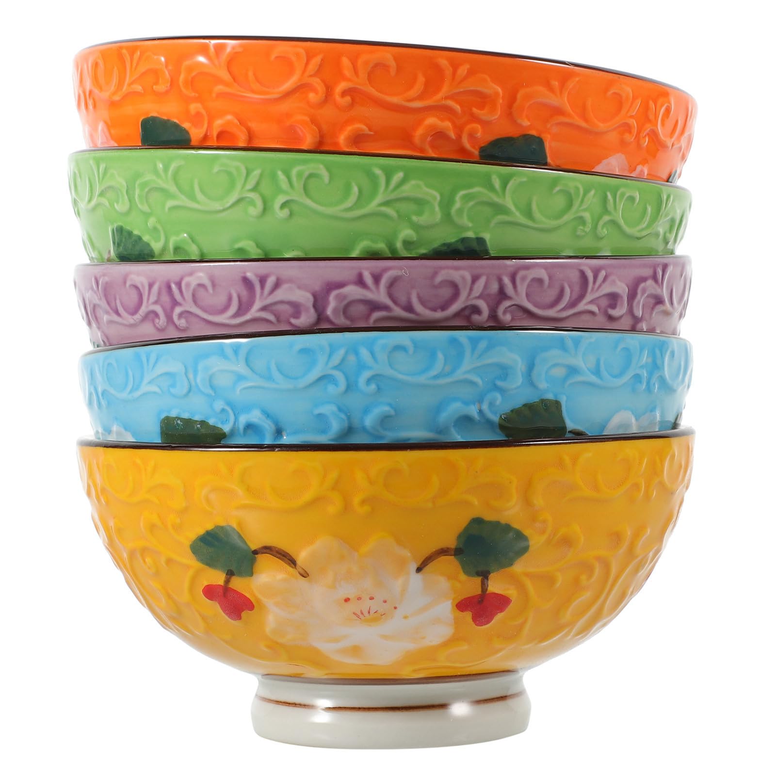 5 Piezas Set de Cuencos de Cerámica Superficie Lisa y Diseño Pulido para Servir Aperitivos y Arroz en Reuniones y Salidas