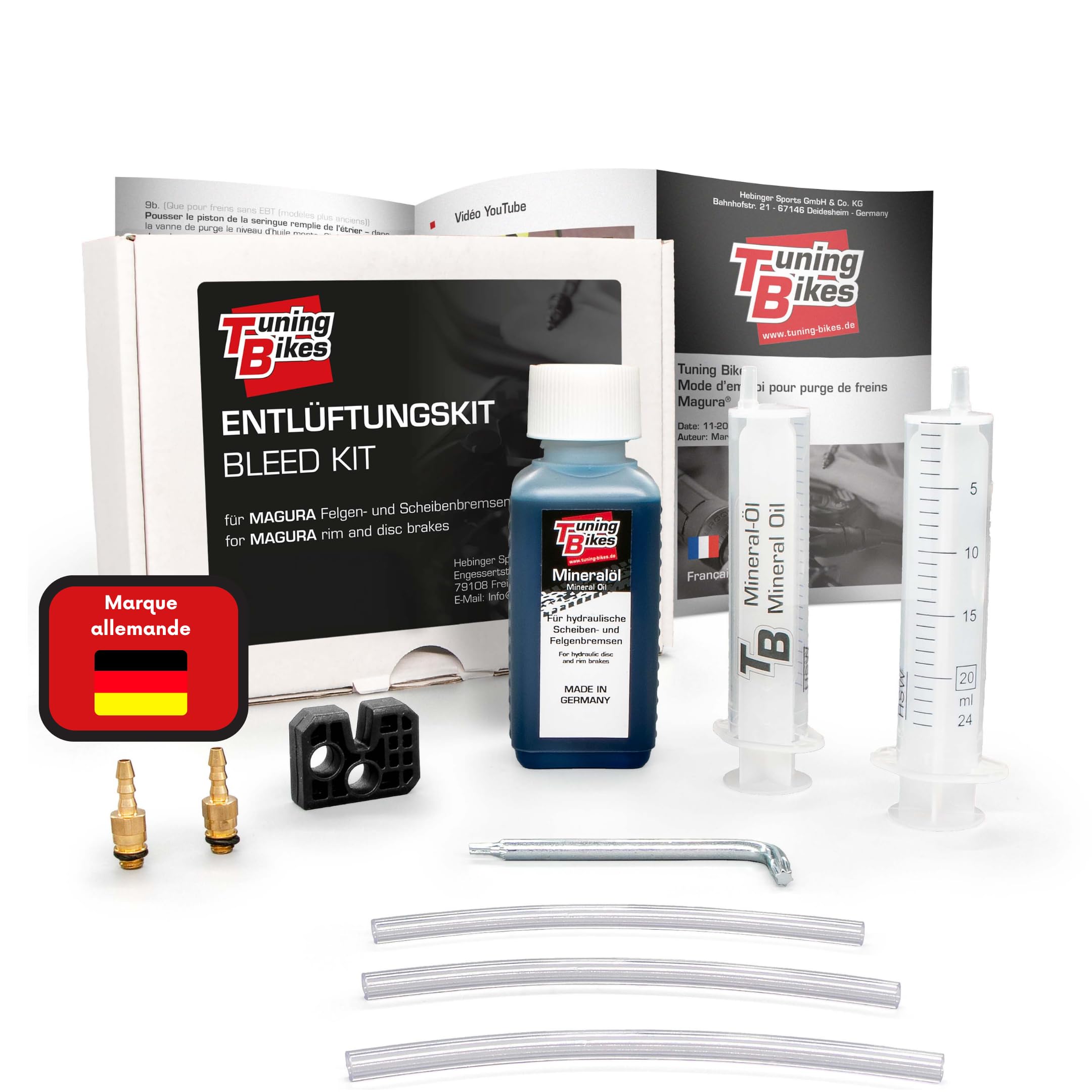 TB Kit de Purge pour Freins à Disque hydrauliques ou sur Jantes Magura - kit de Purge Comprenant Huile minérale/Liquide de Frein - pour Freins de vélo