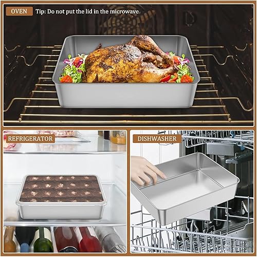 Miniatura 4 de 2PCS Stainless Steel Cake Molde Rectangle Baking Tin Bread Biscuit Dessert Tray Roasting Pan Kitchen Tool Container