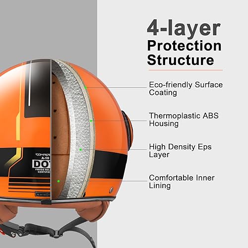 Miniatura 3 de Casco de motocicleta de cara abierta para adultos, casco de cara media para motoneta para hombres, casco retro 34 Vespa, casco de motocicleta