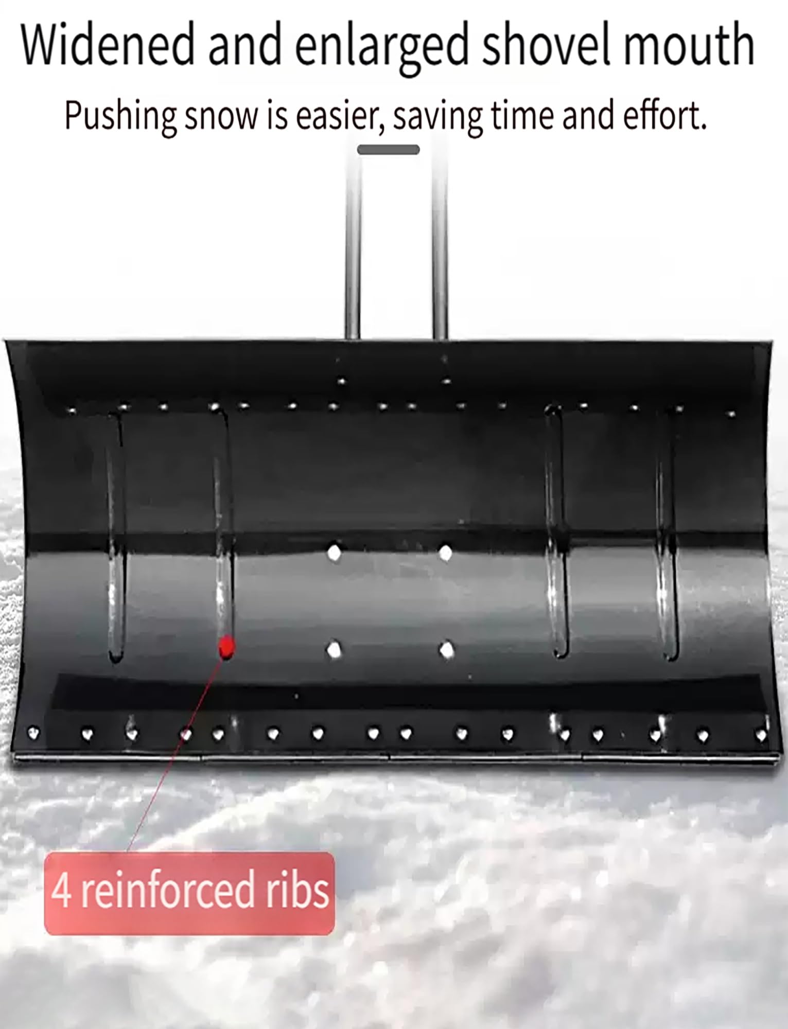 Empujador de nieve resistente con mango de altura ajustable y hoja direccional para una limpieza eficiente de caminos y caminos