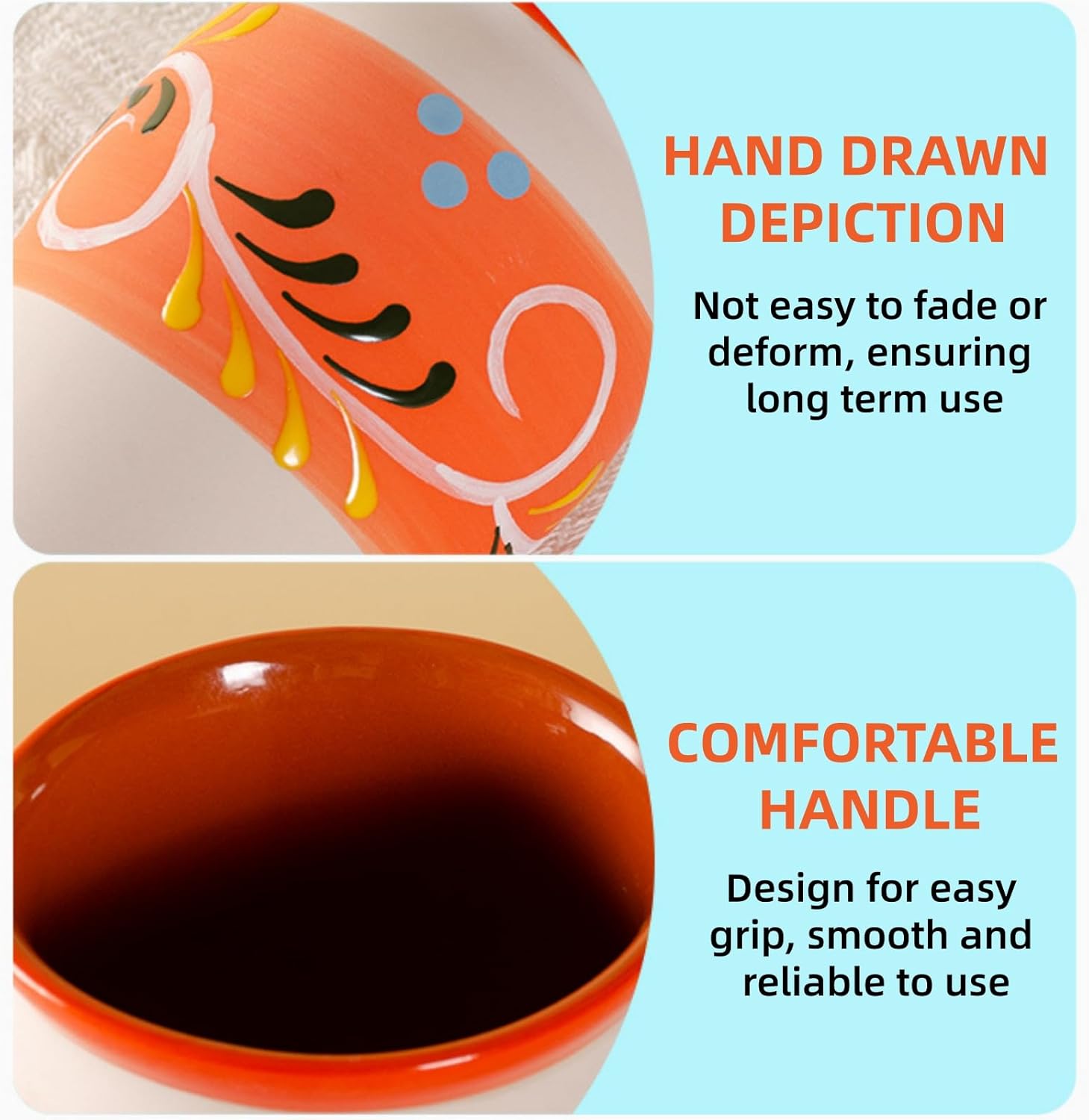 6 Pack Cantaritos Cups, 12 Oz Hand Painted Clay Dringking Cups, Colorful Mexican Terracotta Mugs, Pottery Cocktail Cup Bottles for Margaritas Mojitos Mexican Fiesta Taco Tuesday