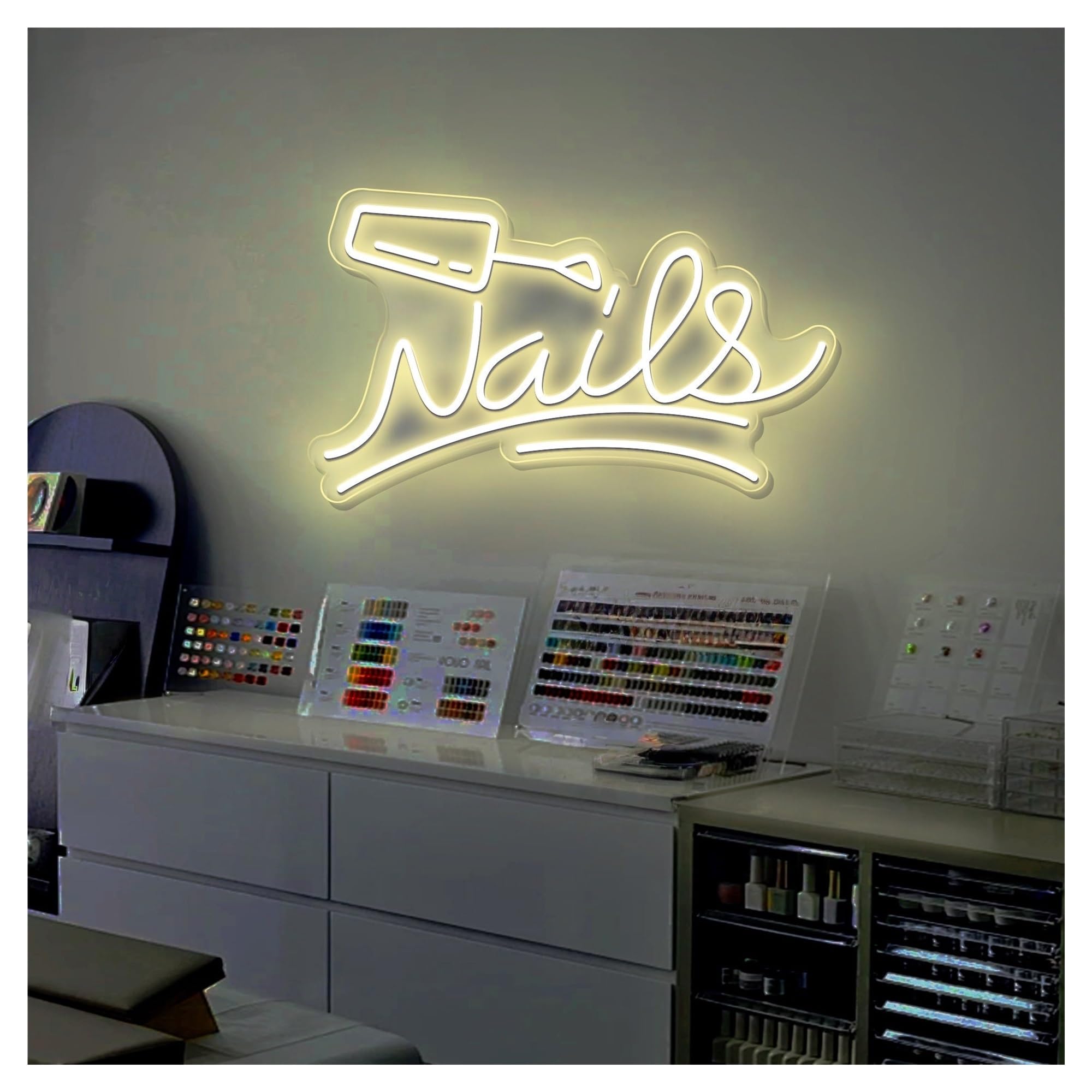 Shouxi B Sign Lamp Nail Salon Neon Sign,Suitable For Eauty Room Wall Decor With Dimmable 40Cm