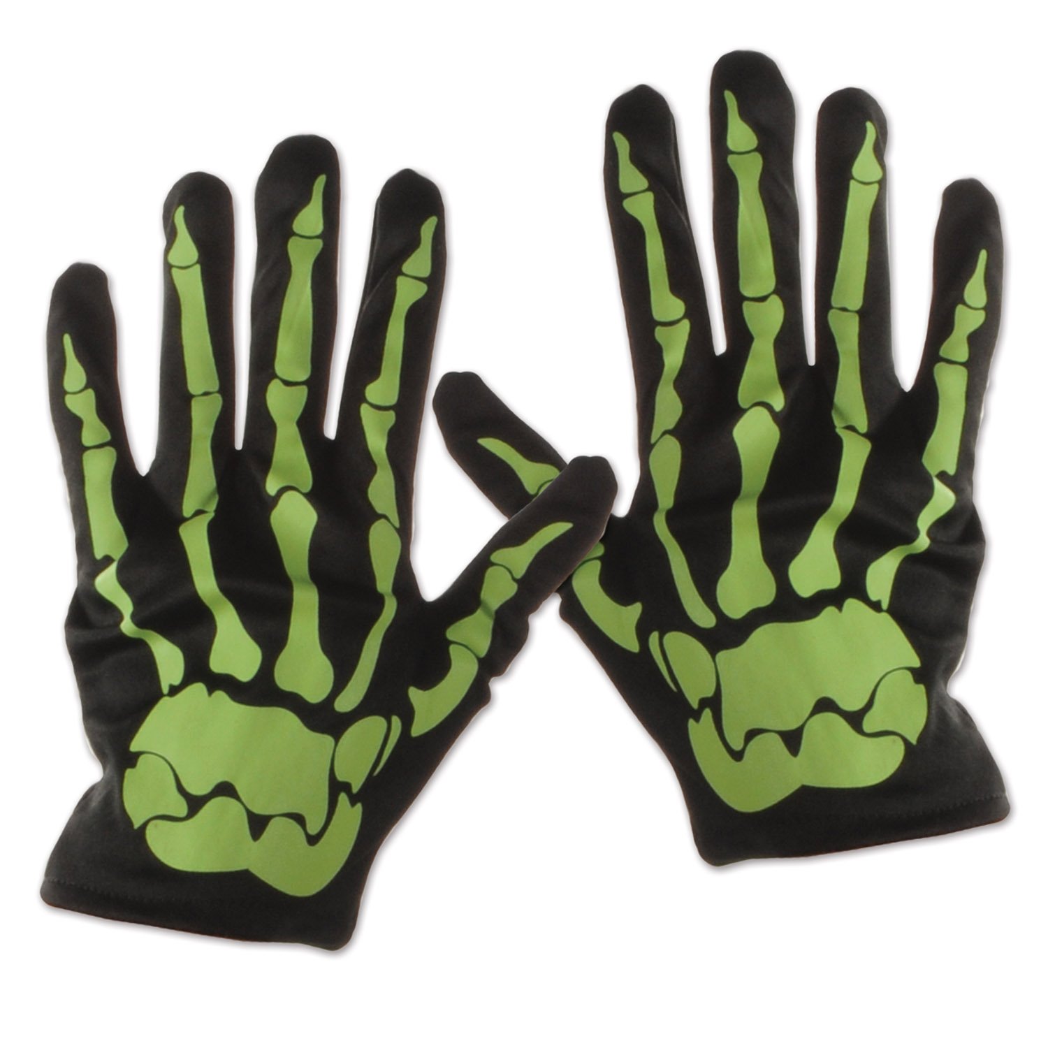 BeistleBeistle Nite-Glo Skeleton Gloves, Fabric, Lime Green/Black