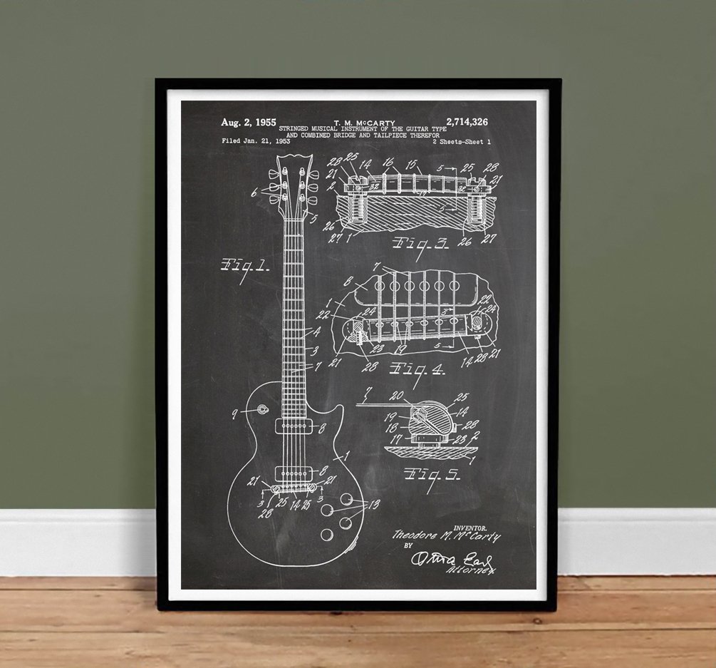 Amazon.co.jp: Gibson Les Paulギターポスター黒板米国特許ポスター