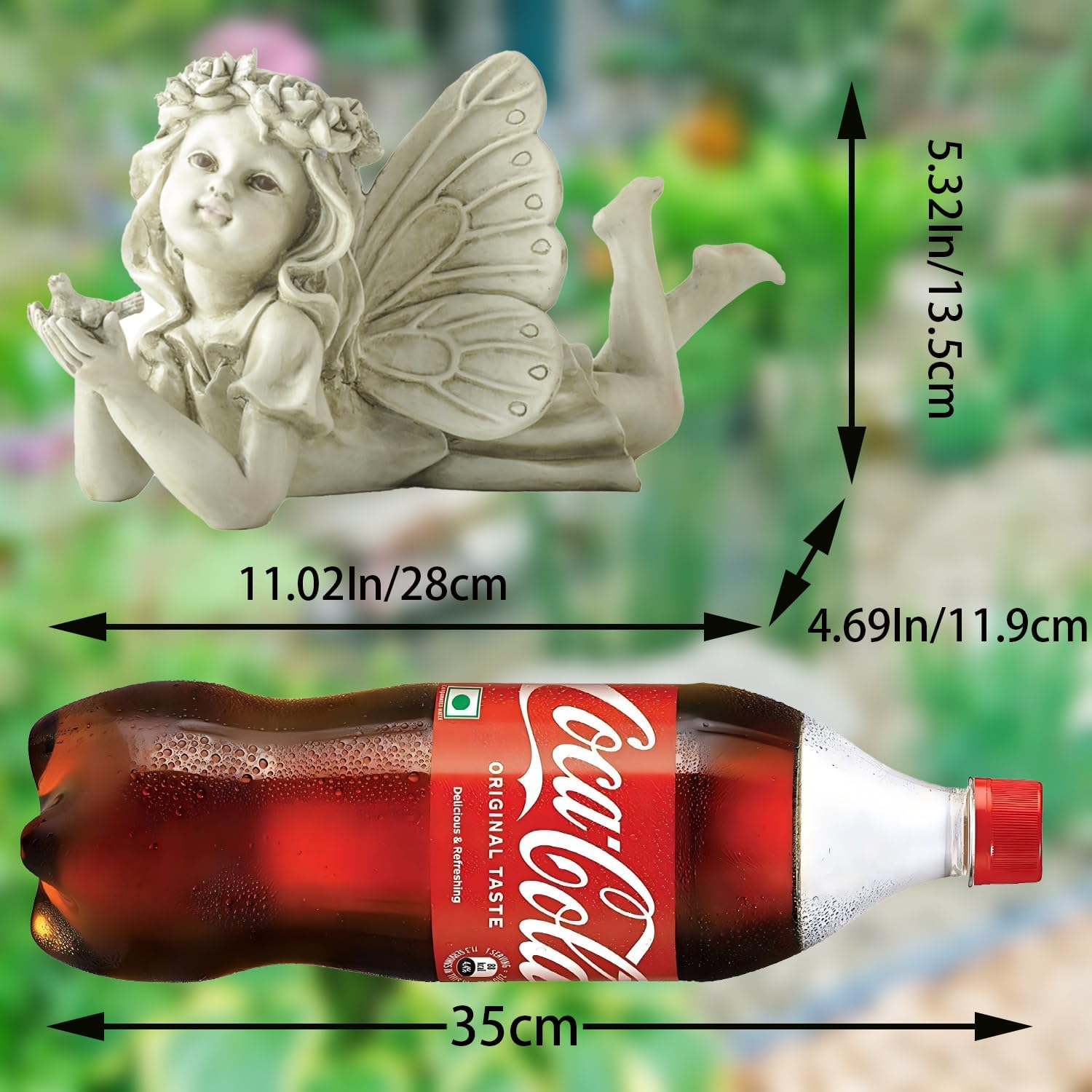 Garden Angel with Bird Statue, Laying Fairy Outdoor Sculpture for Patio and Yard, Waterproof Memorial Gifts, 5.32" H Gardening Gifts for Women