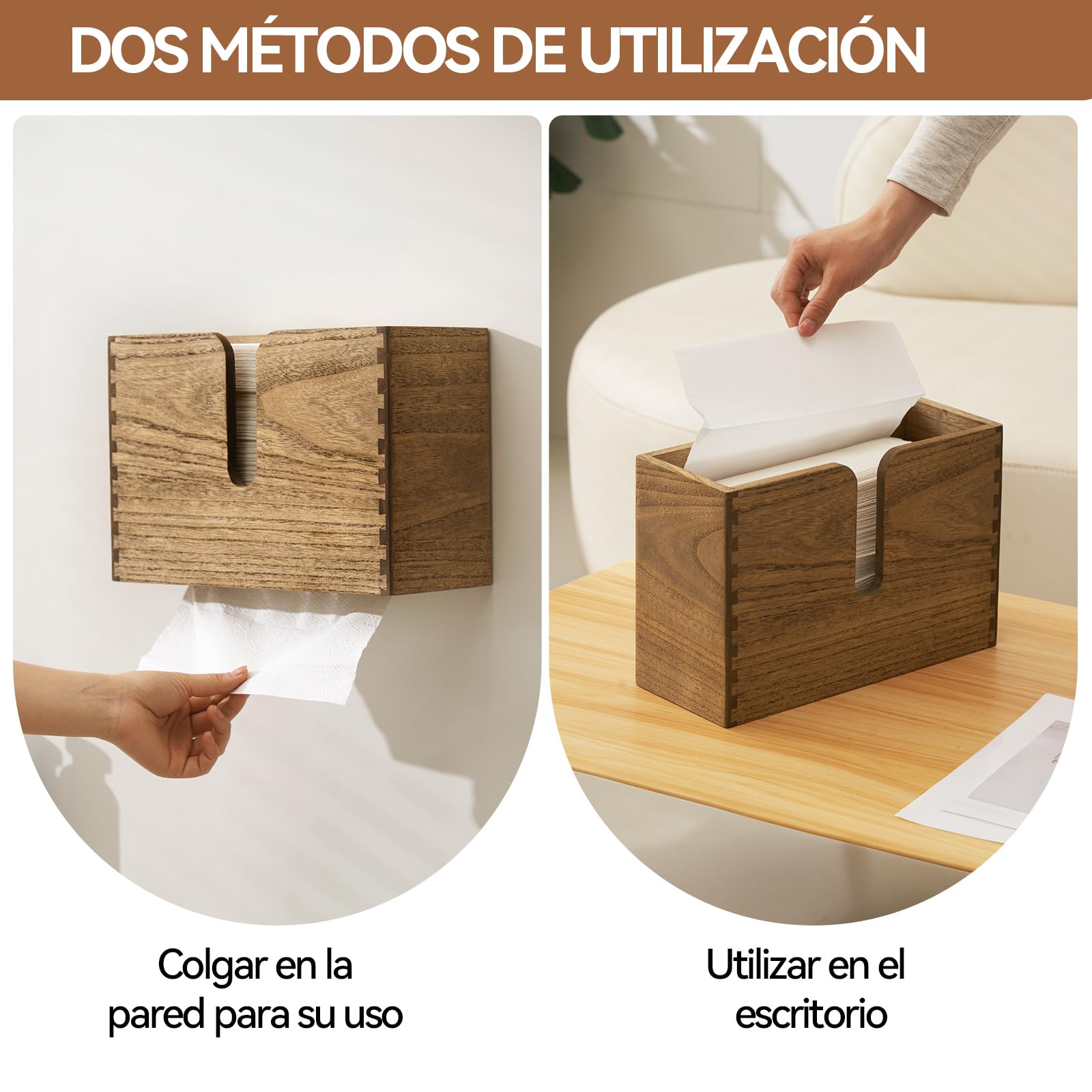 KIRIGEN Toallero de Madera Toallero de Pared para Cocina, WC y baño con Capacidad para Toallas dobladas en C, Z y Triple Servilletas Amarillo-marrón